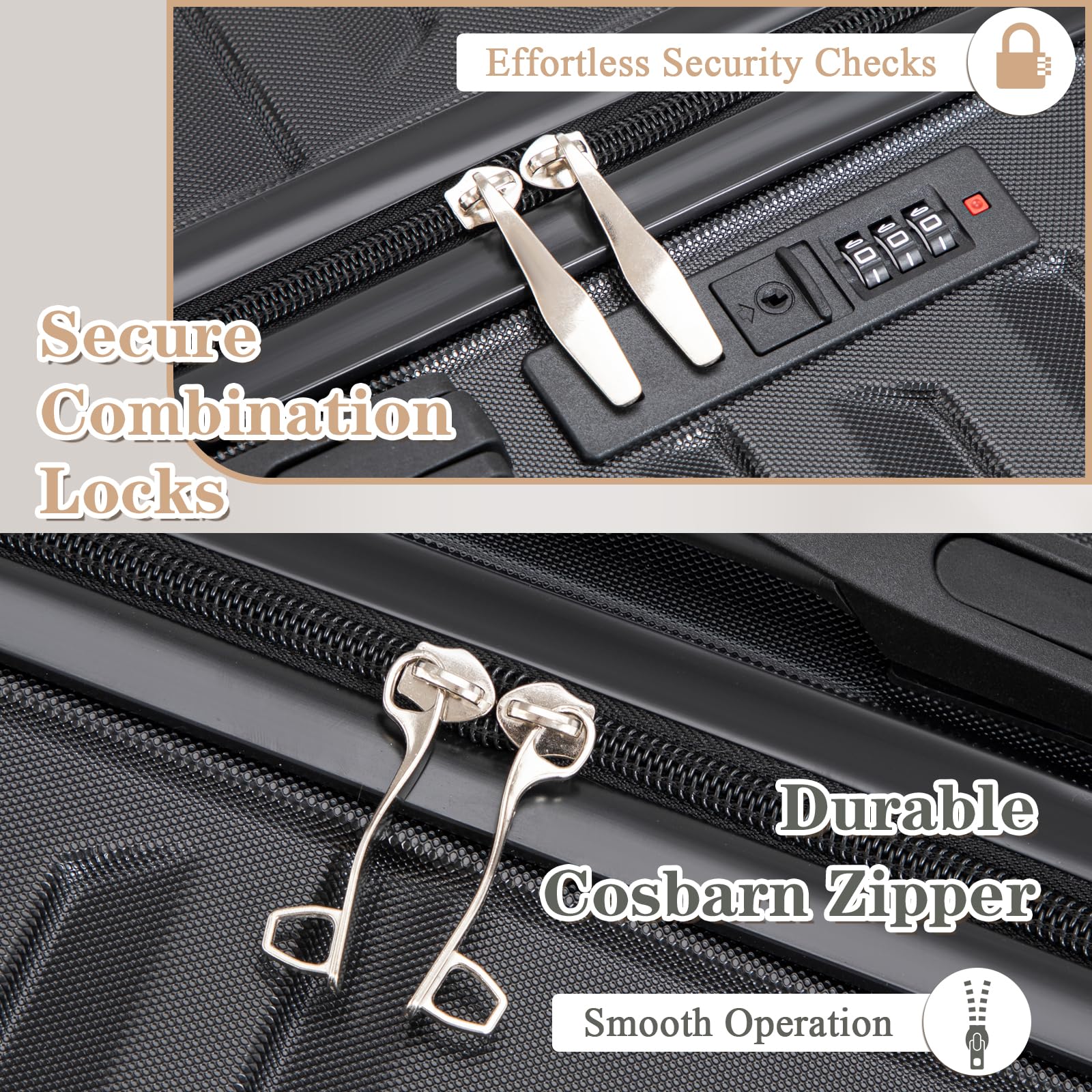 5-Piece ABS Hard Shell Luggage Set with TSA Lock & 360° Spinner Wheels - Durable Suitcases for Travel, Business Trips & Family Vacations