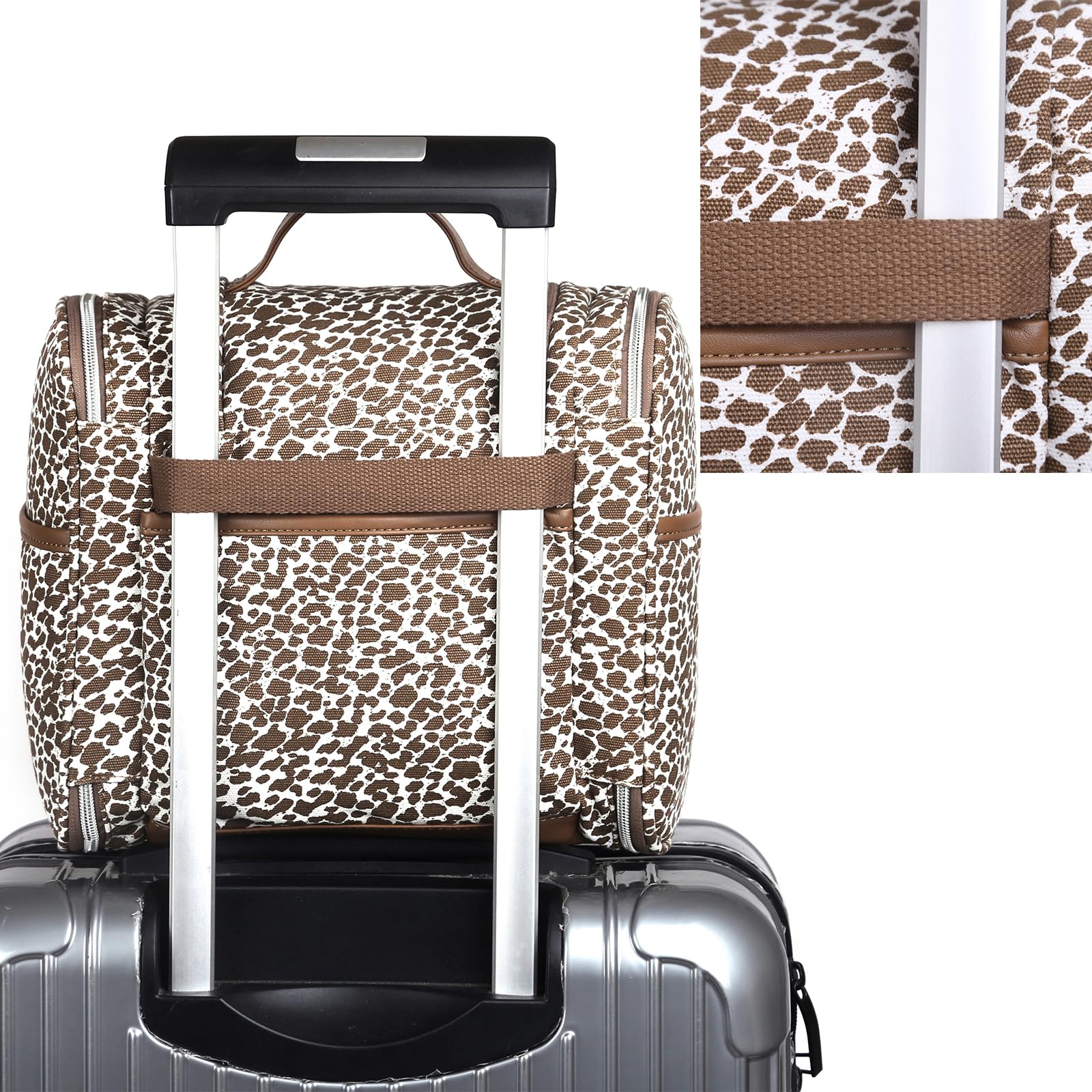 Leopard Print Hanging Travel Toiletry Bag for Women - Large Capacity Cosmetic & Makeup Organizer - Perfect for Vacation, Business Trips & Gym Essentials