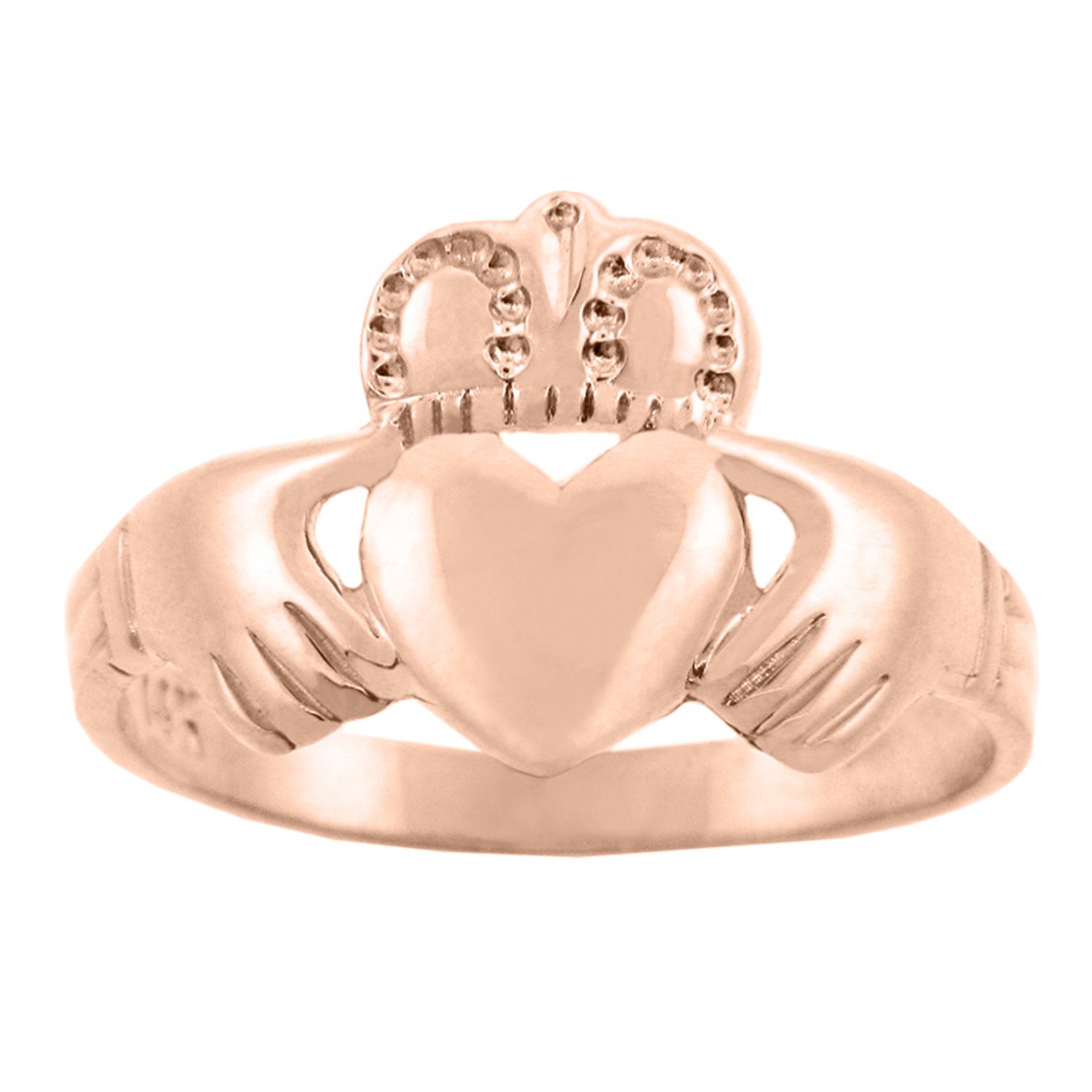 14K Solid Rose Gold Irish Claddagh Ring for Women - Traditional Celtic Love, Loyalty & Friendship Symbol - Perfect for Weddings, Anniversaries & Gifts