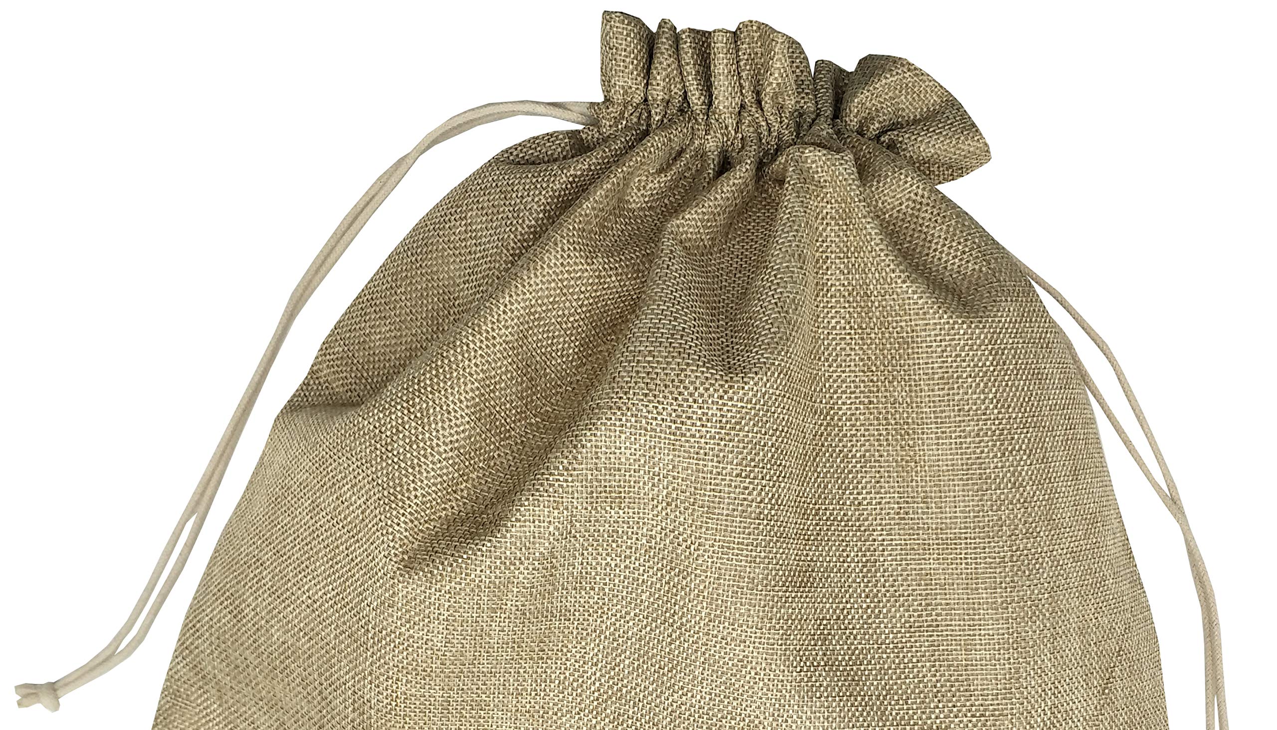 Sanrich 14x14 Inch Natural Burlap Drawstring Bags - Pack of 10 Large Gift Sacks for Party Favors, Christmas Gifts & Wrapping - Perfect for Weddings, Baby Showers and Holiday Decorations