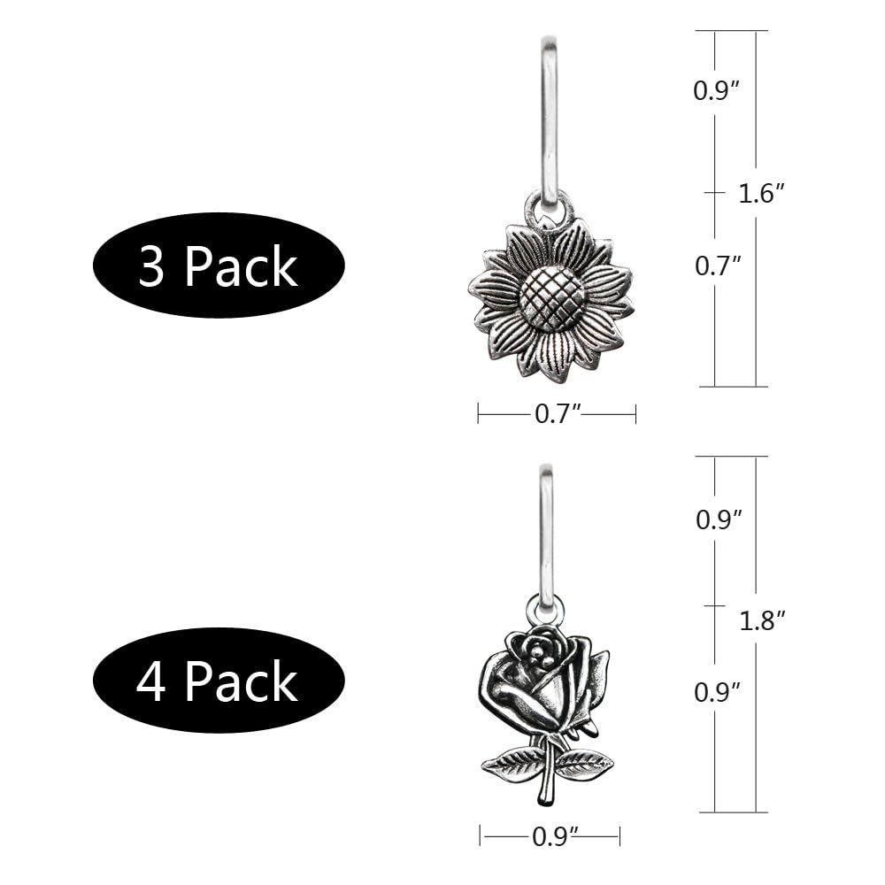 Ascrafter 7 Pack Sunflower Zipper Pull Charms for Women - Floral Zipper Pull Replacement for Jackets, Purses, Backpacks - Cute Fashion Accessories for DIY, Gifts & Everyday Use