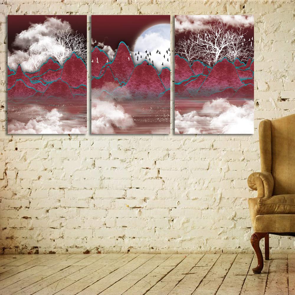 3-Panel Abstract Chinese Landscape Canvas Wall Art - 24