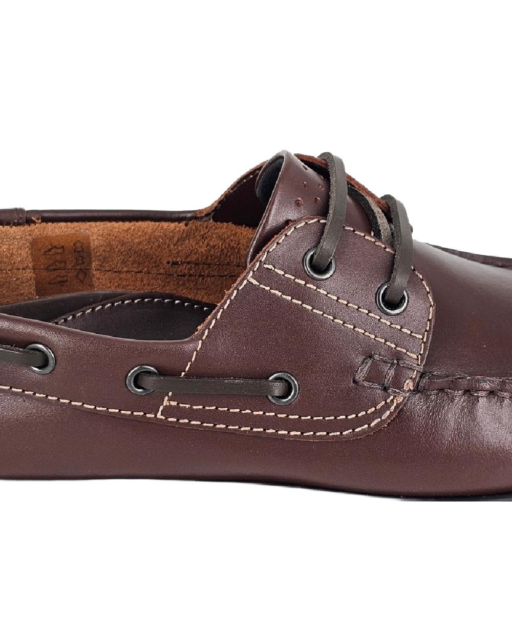 Men's Brown Leather Moccasin Boat Shoes - Comfortable Slip-On Loafers for Casual Wear, Sailing & Outdoor Activities