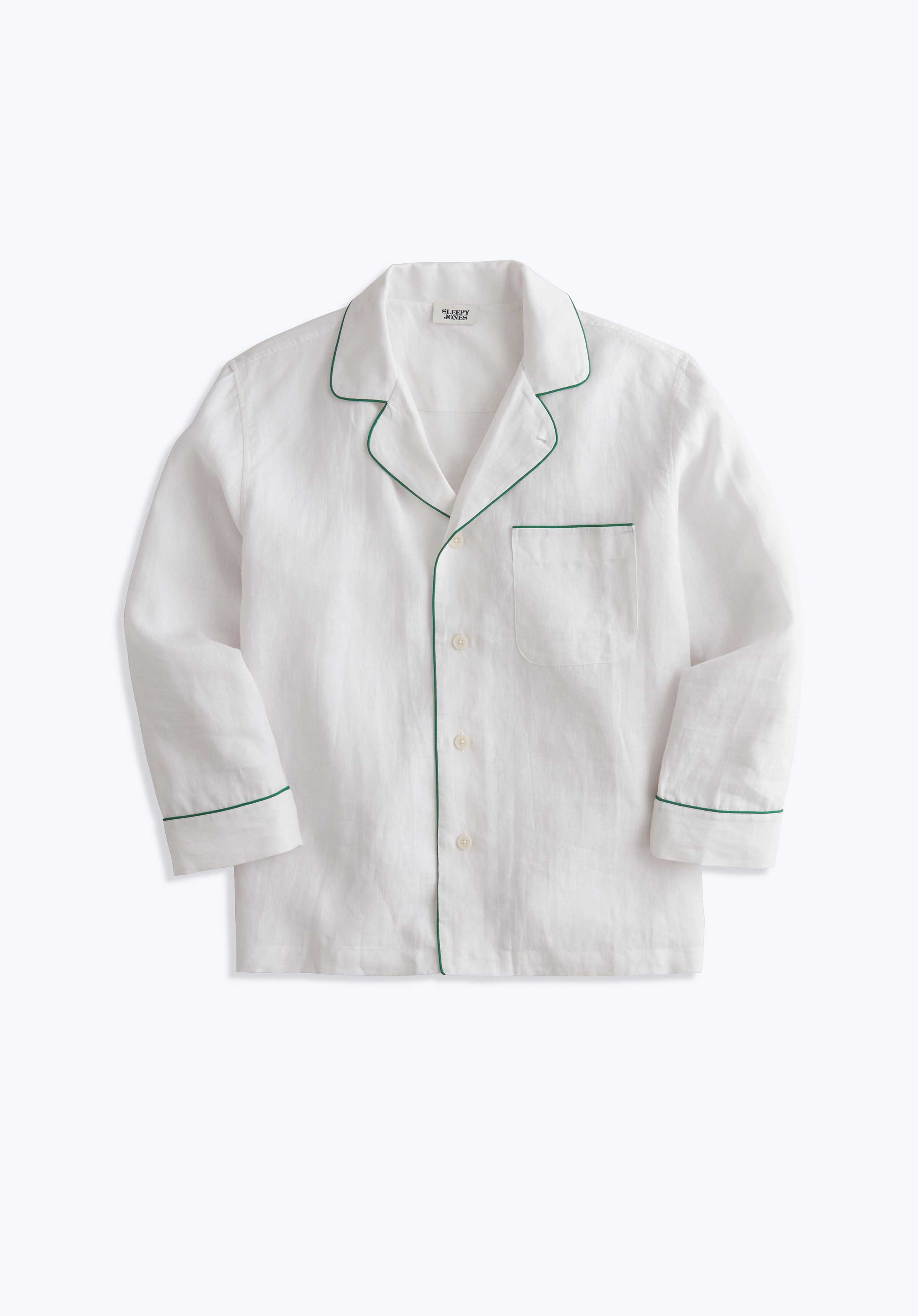 Milton White Linen Pajama Shirt for Men - Soft Breathable Sleepwear for Summer Nights & Lounge Wear at Home