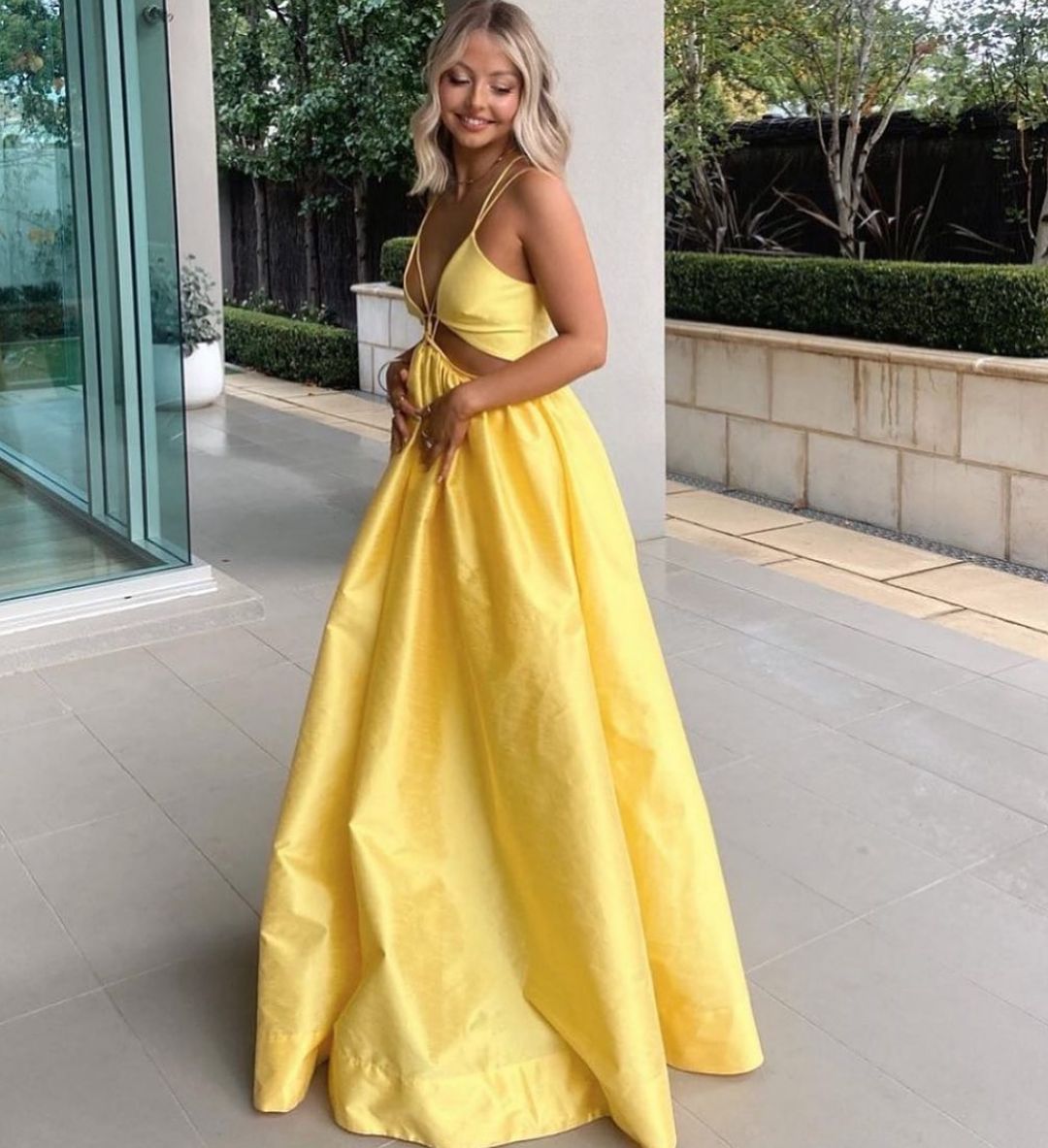 Elegant A-Line Yellow Long Prom Dress for Formal Evening Party - J3576 | Perfect for Homecoming, Prom Night, and Special Occasions