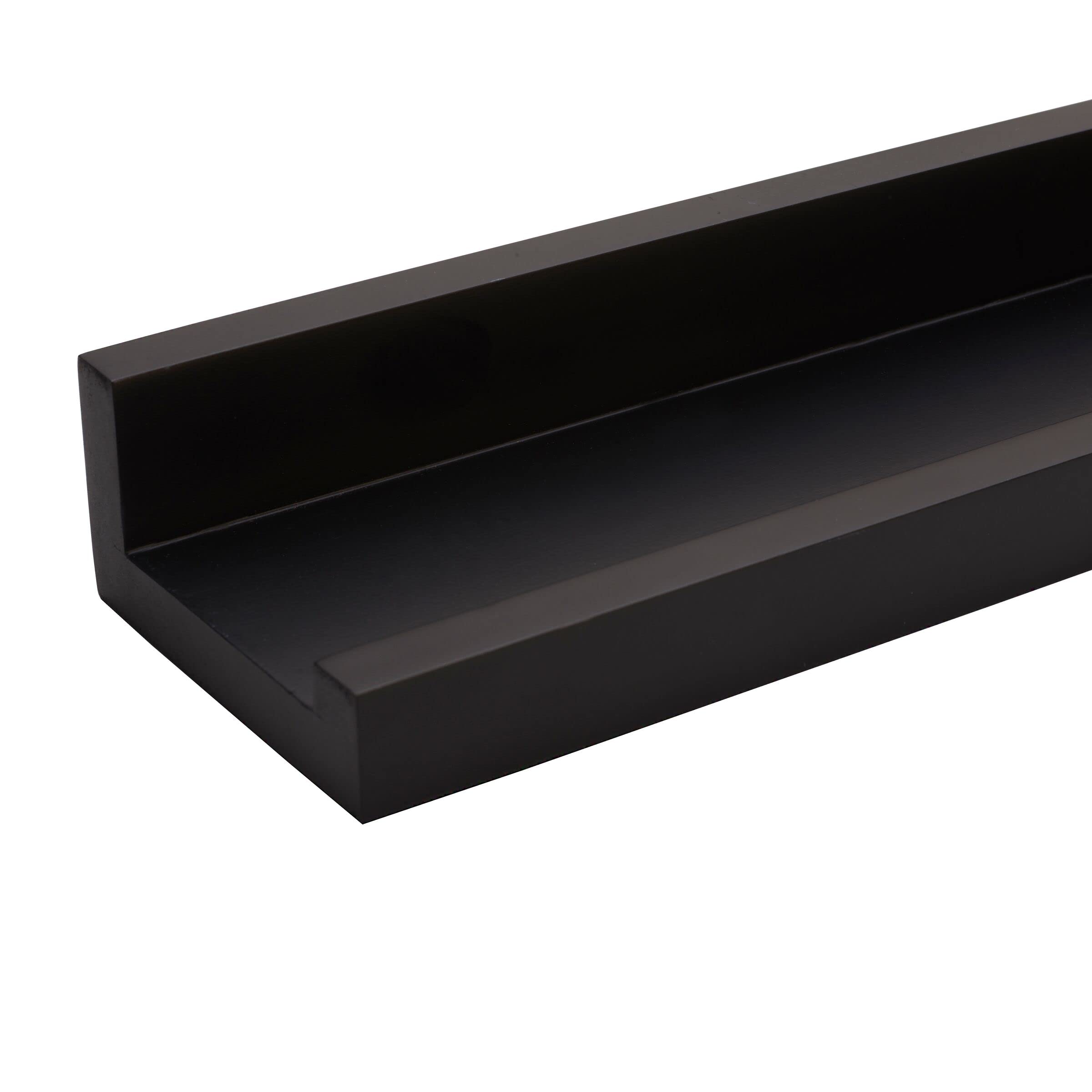 Melannco 18-Inch Black Floating MDF Photo Ledge - Wall Shelf for Displaying Pictures, Art & Decor in Bedroom, Living Room, Bathroom, Kitchen & Nursery - Perfect for Home, Office & Dorm Room Decorating