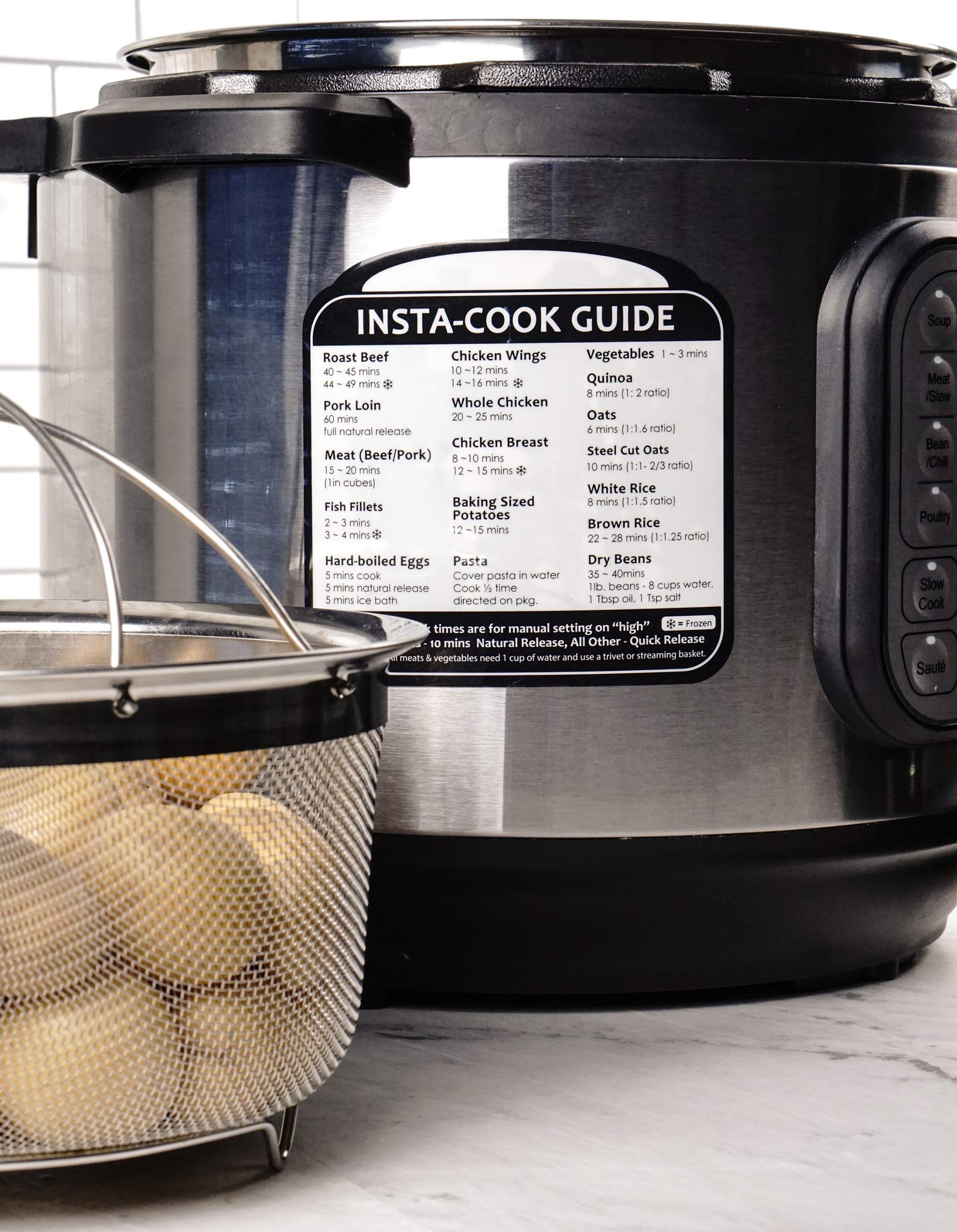 RSVP International Kitchen Organization Collection - Removable Labels & Insta-Cook Guide (White/Black) | Perfect for Pantry Storage, Spice Jars & Meal Prep Organization