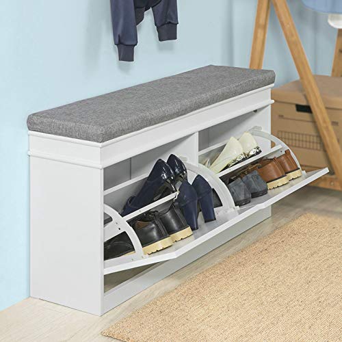 Haotian White Shoe Storage Cabinet with Bench, Entryway Organizer for Shoes & Accessories | FSR78-W & FSR64-W | Perfect for Hallway, Mudroom & Small Space Organization