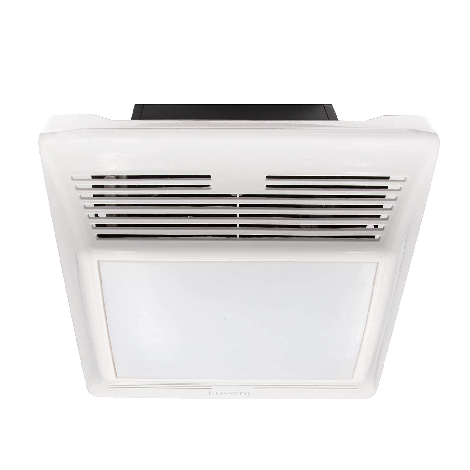 Maxxima Luvoni 90 CFM Bathroom Exhaust Fan with LED Light - Ultra Quiet 1 Sone Ceiling Mount Ventilation Fan, White Grill - Perfect for Home Bathrooms, Basements & Laundry Rooms