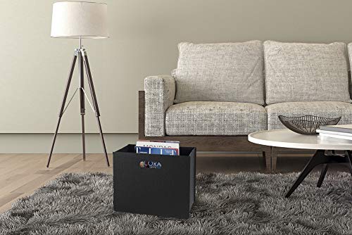HofferRuffer Foldable Magazine Basket Holder - Black File Organizer Rack for Documents, Newspapers & Magazines - Space-Saving Storage Bin for Home, Office & Living Room