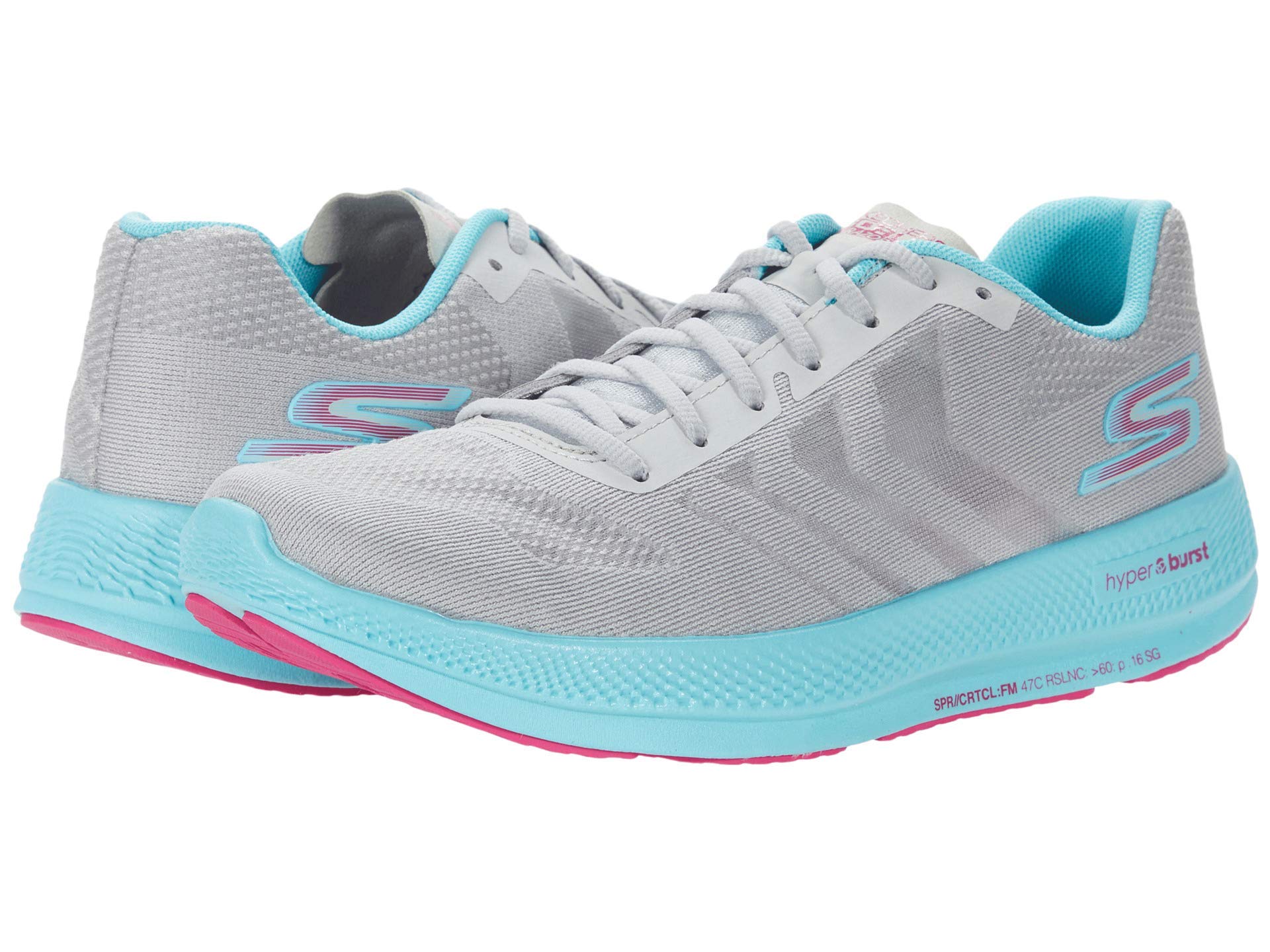 Skechers Women's Sneakers - Lightweight Gray Mesh Running Shoes with Hot Pink Trim | Size 6 | Perfect for Walking, Jogging & Gym Workouts