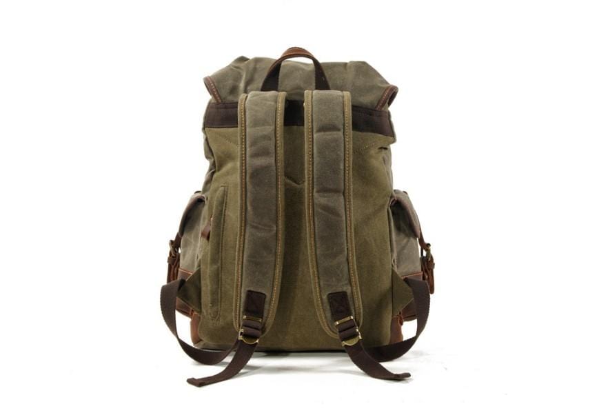 Durable Army Green Waxed Canvas Backpack Purse for Women - Stylish & Water-Resistant Daypack for Work, Travel & Outdoor Adventures
