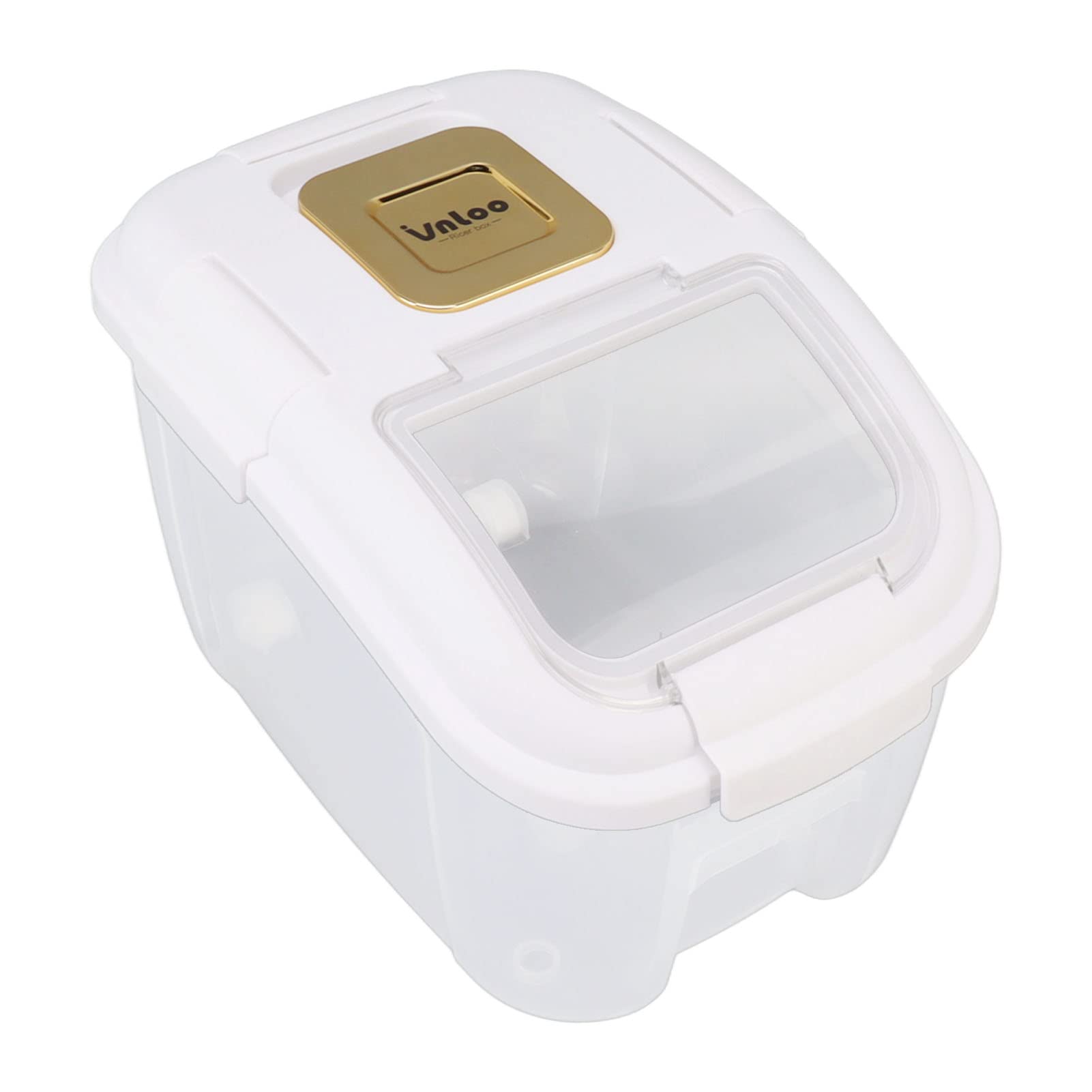 White Rice Storage Box with Lid - Large Cereal & Food Containers for Kitchen Organization | Pantry & Countertop Use
