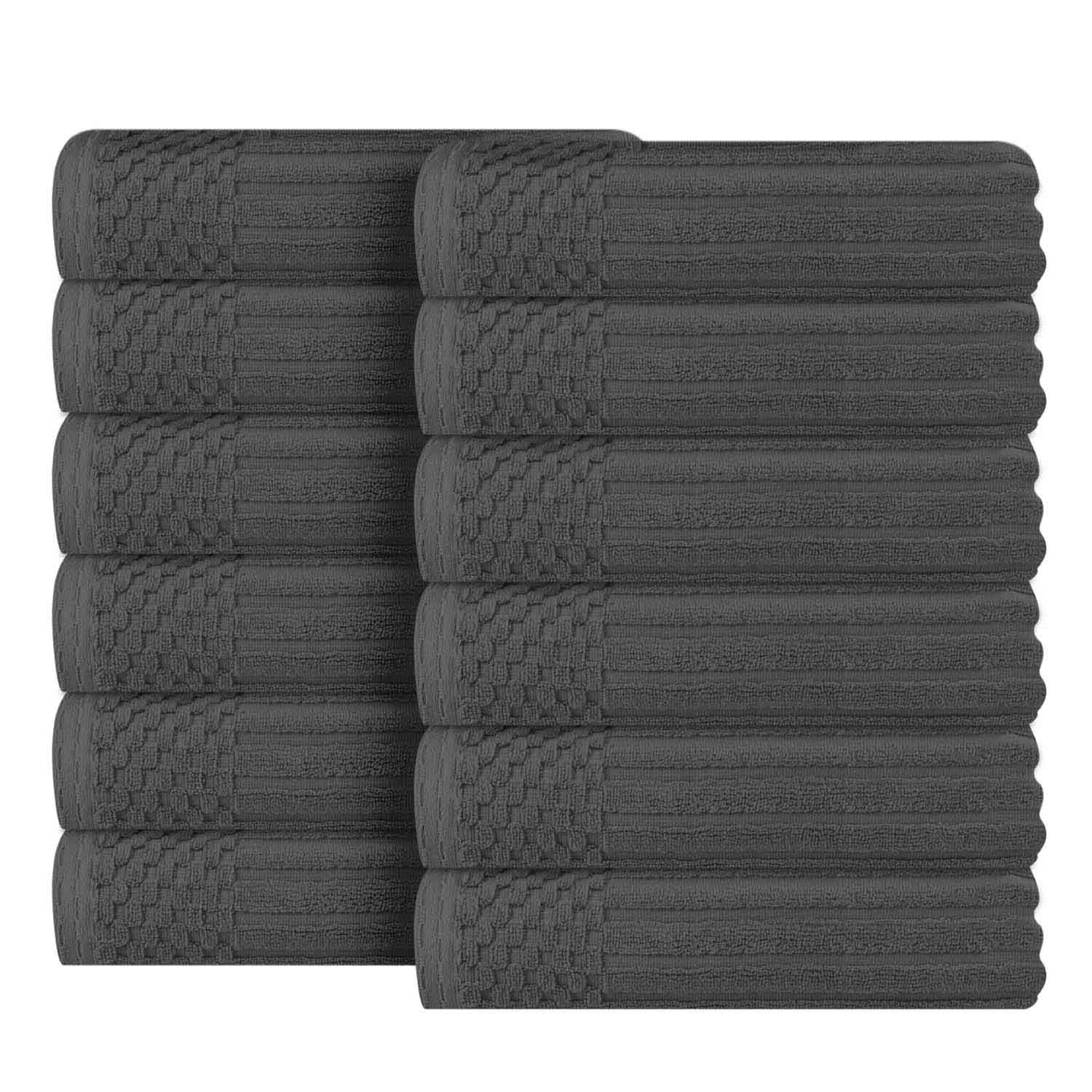 Premium Soho Ribbed Textured Cotton Face Towels - Ultra Absorbent & Soft (12-Pack) - Perfect for Spa, Gym, Travel & Daily Skincare Routine