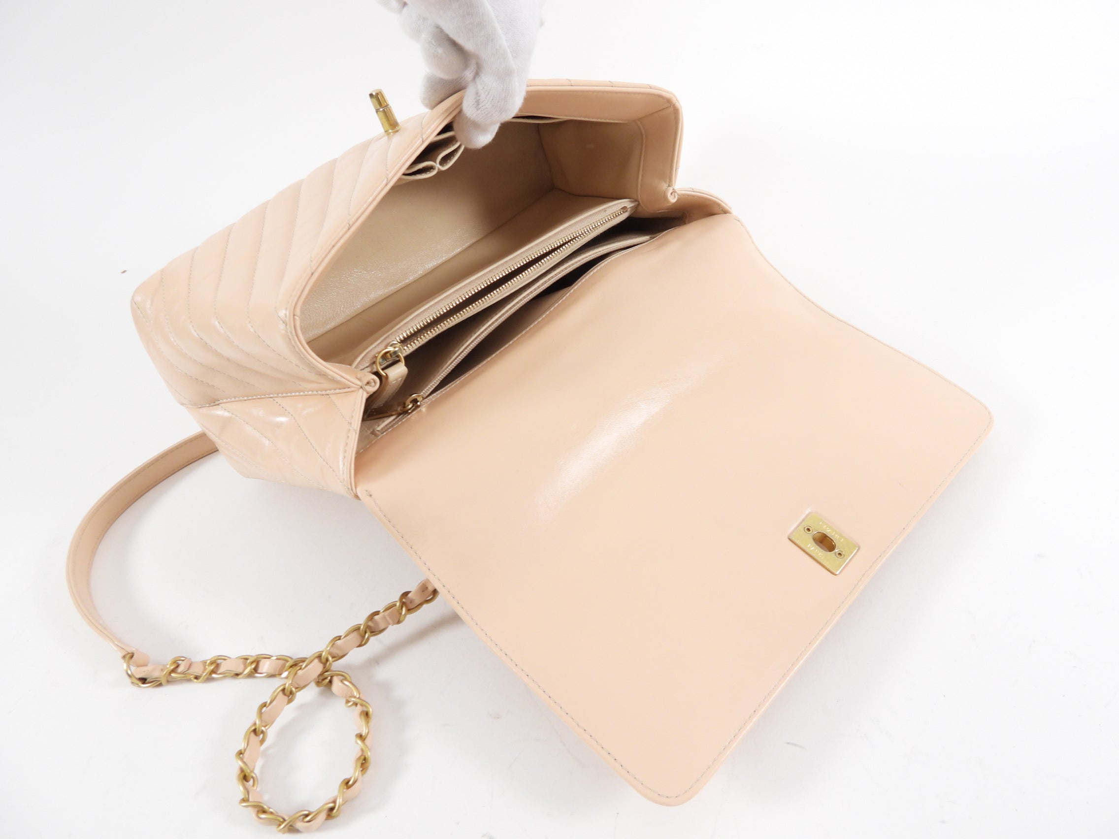 Chanel Light Nude Chevron Lizard Skin Coco Top Handle Bag - Luxury Designer Handbag for Women, Perfect for Parties, Weddings & Special Occasions
