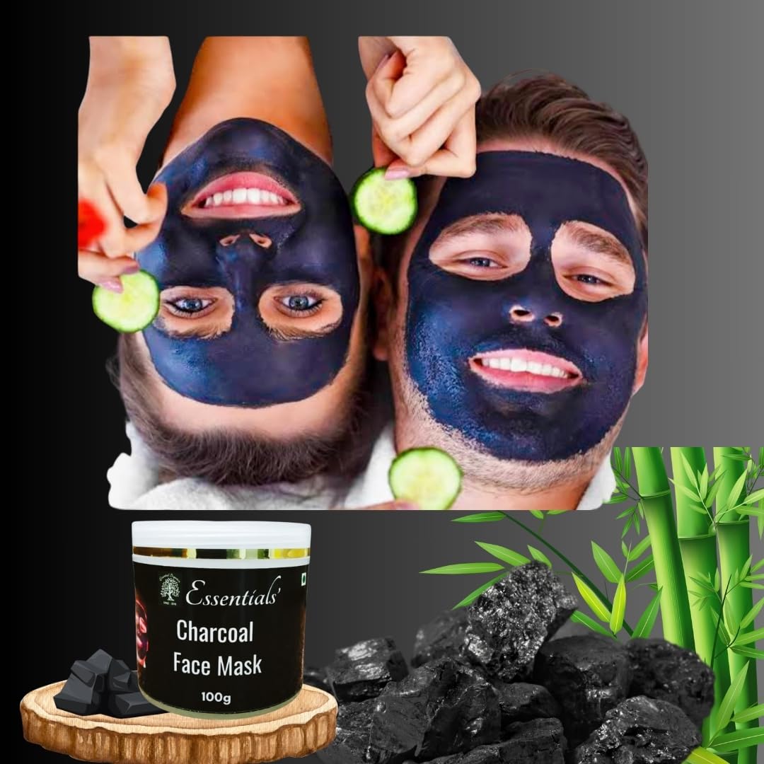 Natural Handmade Activated Charcoal Face Mask for Oily & Acne-Prone Skin - 100g with Bamboo Charcoal & Bentonite Clay - Enriched with Almond Oil & Vitamin E - Deep Cleansing & Detoxifying for Clearer Skin - Perfect for Daily Skincare Routine & Spa Treatments