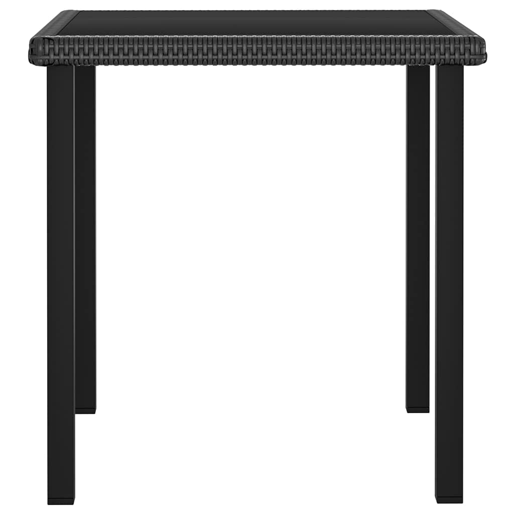 Outdoor Patio Dining Table 27.6 Inch Square - Weather-Resistant Black Poly Rattan Set for Garden, Balcony & Backyard BBQ Parties