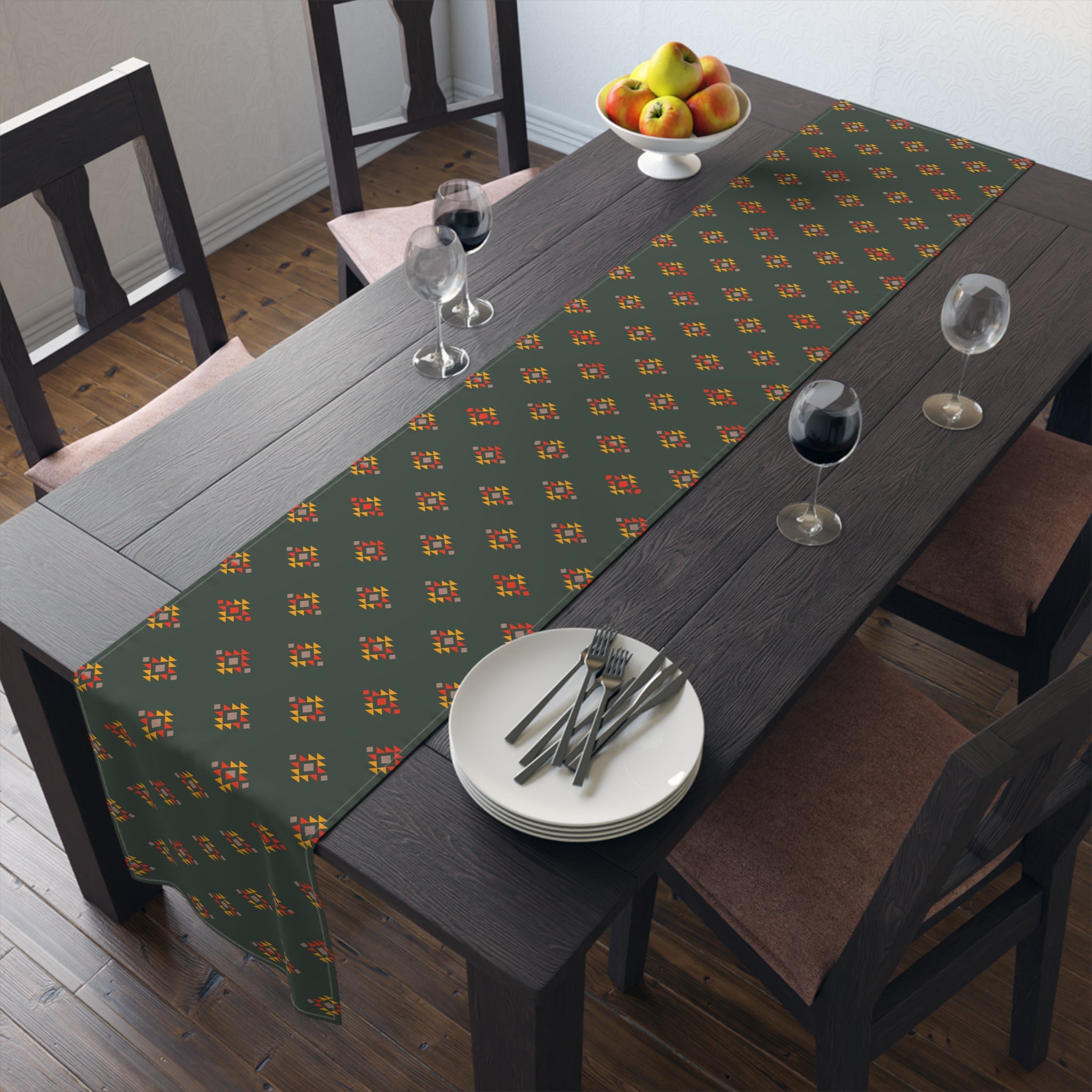 Southwestern Alpine Ridge Print Table Runner - Cotton or Polyester Table Decor for Dining Room, Kitchen, and Holiday Parties - Perfect for Farmhouse, Rustic, and Boho Home Decor