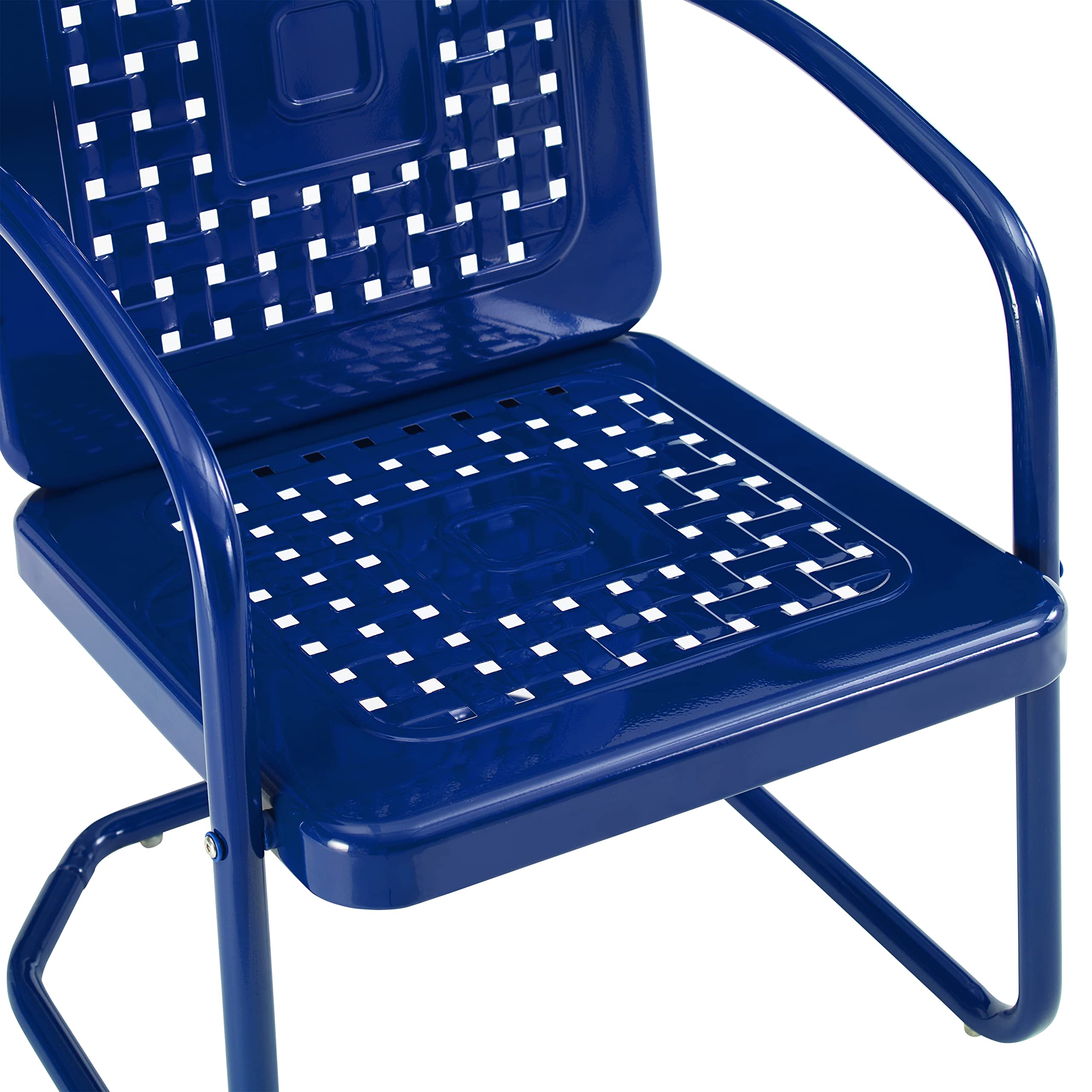 Crosley Furniture Bates 3-Piece Outdoor Bistro Set - Retro Metal Patio Table and Chairs for Dining, Porch, Garden, Backyard - Navy Gloss Finish - Perfect for Small Spaces, Balcony Decor & Outdoor Entertaining