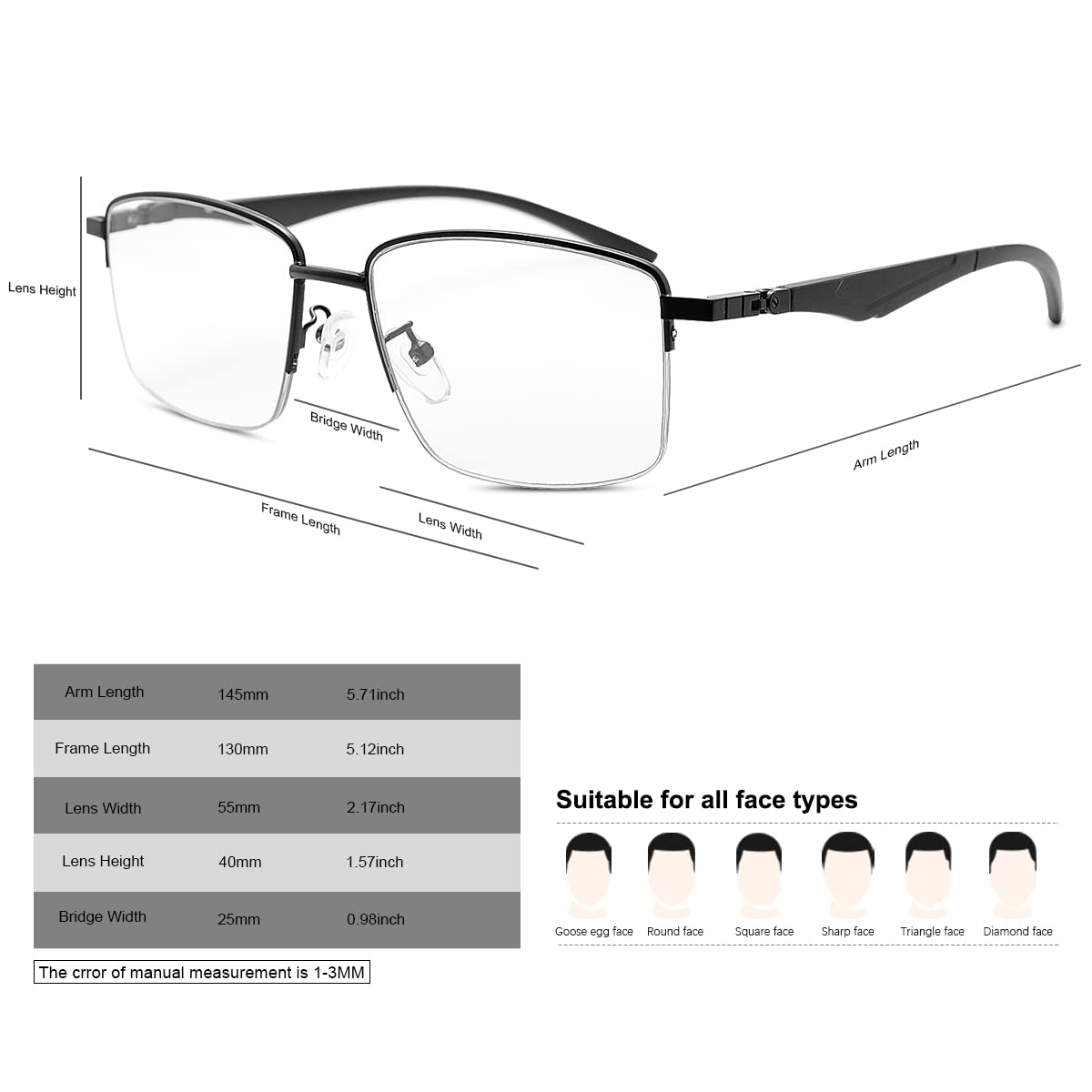 Photochromic Progressive Multifocal Computer Reading Glasses with Spring Hinges - UV400 Protection Transition Lenses for Indoor & Outdoor Use - Perfect for Reading, Computer Work, and Sun Protection
