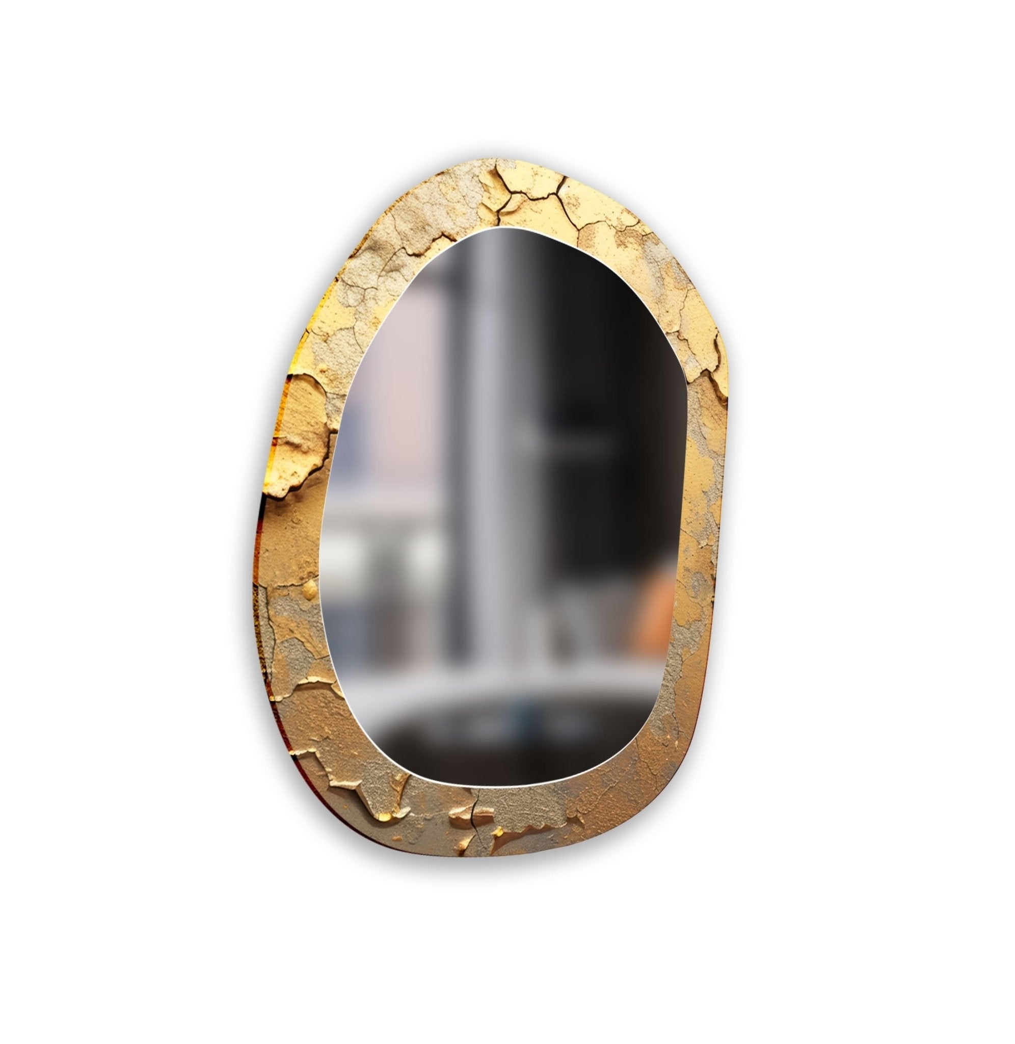 Asymmetrical Gold Marble Wall Mirror - Modern Decorative Mirror for Living Room, Bedroom & Entryway - Elegant Home Decor Accent Piece