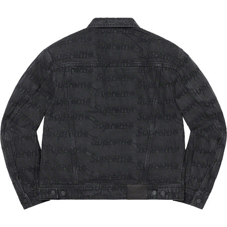Supreme Frayed Logos Denim Trucker Jacket Black - Vintage Distressed Denim Jacket for Men, Streetwear Fashion Outerwear - Perfect for Casual Outfits, Concerts & Urban Style