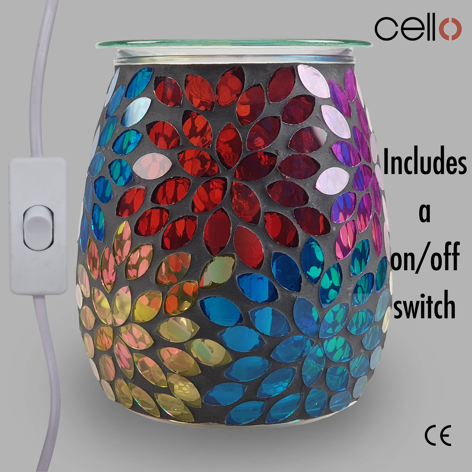 Electric Wax Warmer with Mosaic Glass Design - Floral Aromatherapy Diffuser for Home, Office & Spa Relaxation
