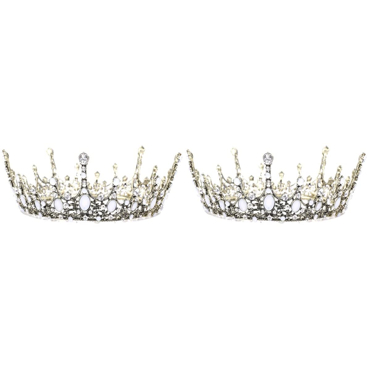 Beaupretty 2-Piece Vintage Rhinestone Crystal Tiara Set - Baroque Bridal Headpiece for Wedding, Prom, Christmas & Princess Costume | Queen Crown Headband for Bride, Pageant & Special Occasions