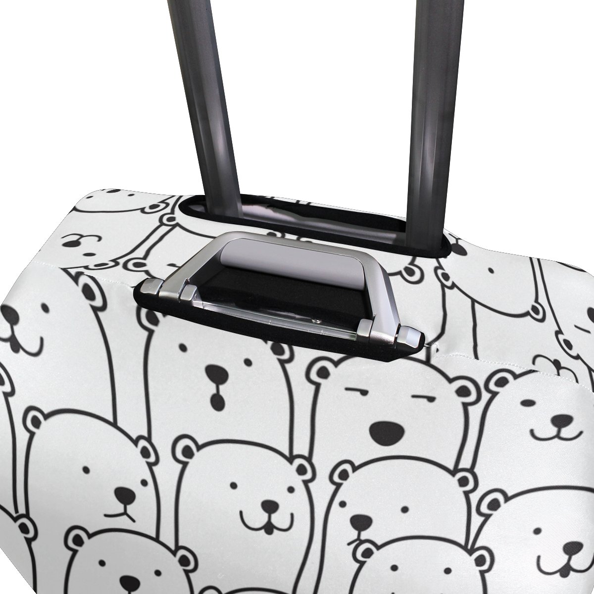 Adorable Black & White Bear Luggage Cover - Travel Suitcase Protector for Kids, Men & Women - Perfect for Airports, Vacations & Family Trips