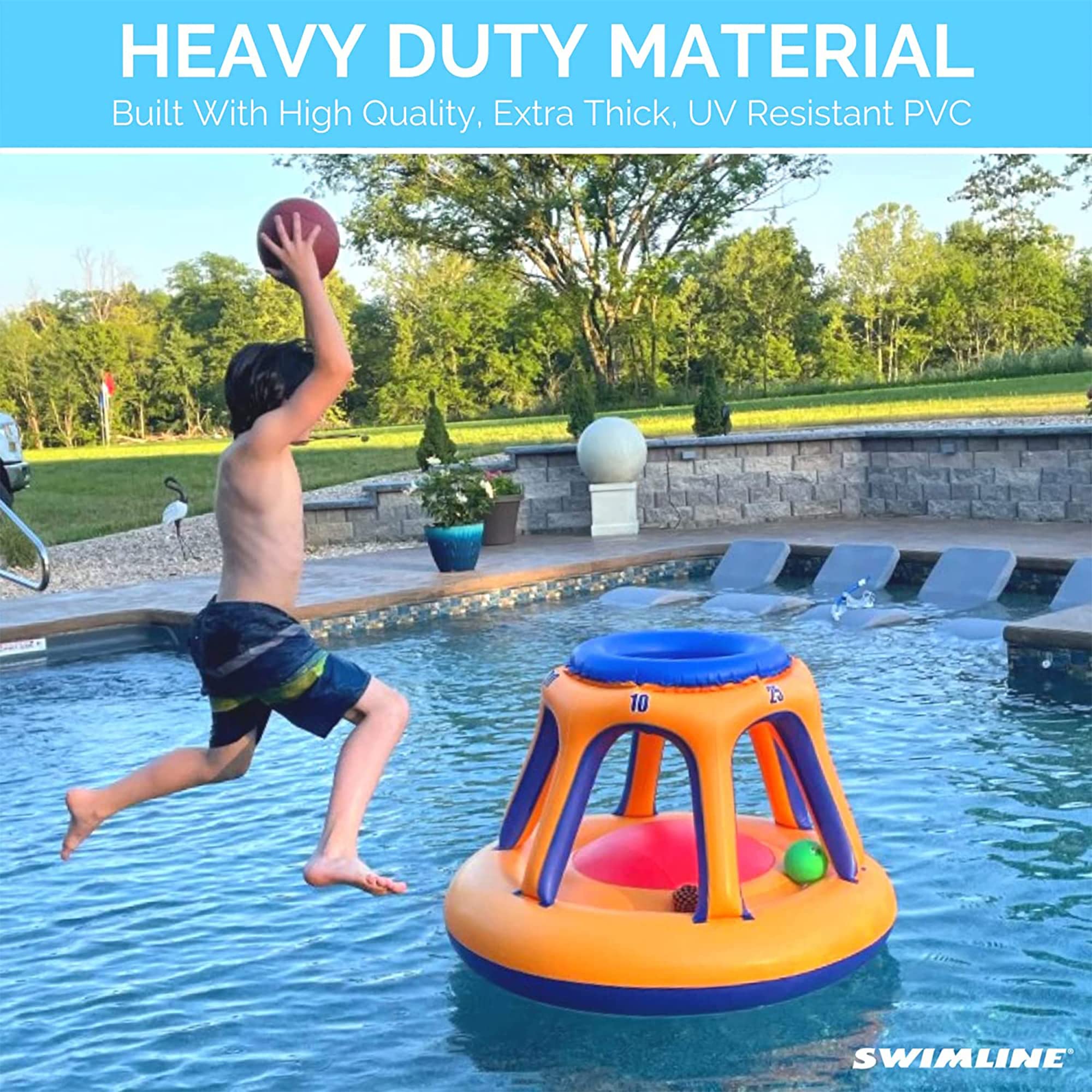 Inflatable Pool Basketball Hoop - Floating & Poolside Game with Multiple Scoring Ports for Kids & Adults - Water Basketball Toy for Swimming Pools, Summer Outdoor Fun, Splash Hoops & Backyard Games