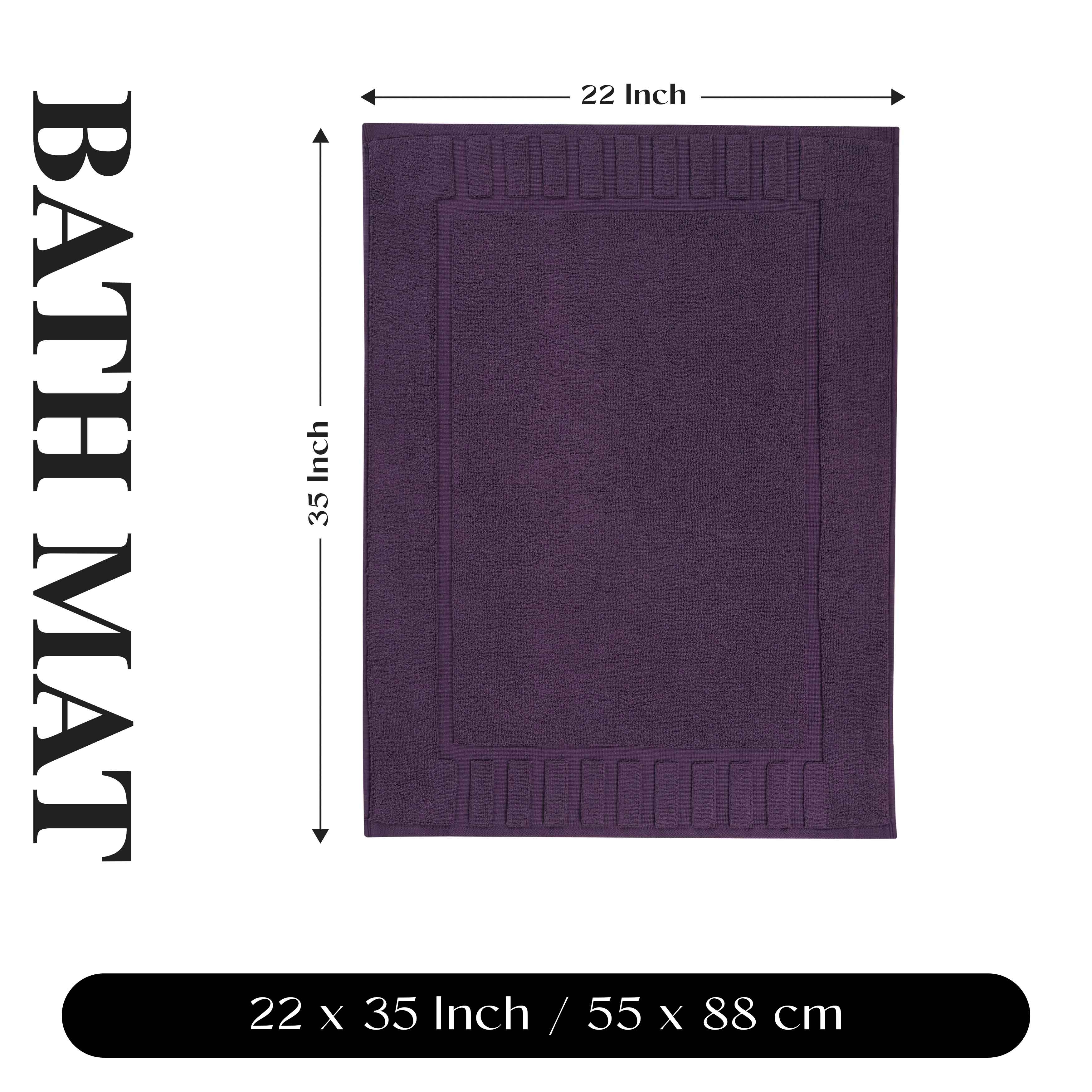 Premium Cotton Modern Geometric Border Bath Mat Set of 2 - Ultra Absorbent, Non-Slip, Quick Dry Bathroom Rug for Bath, Shower & Vanity Area