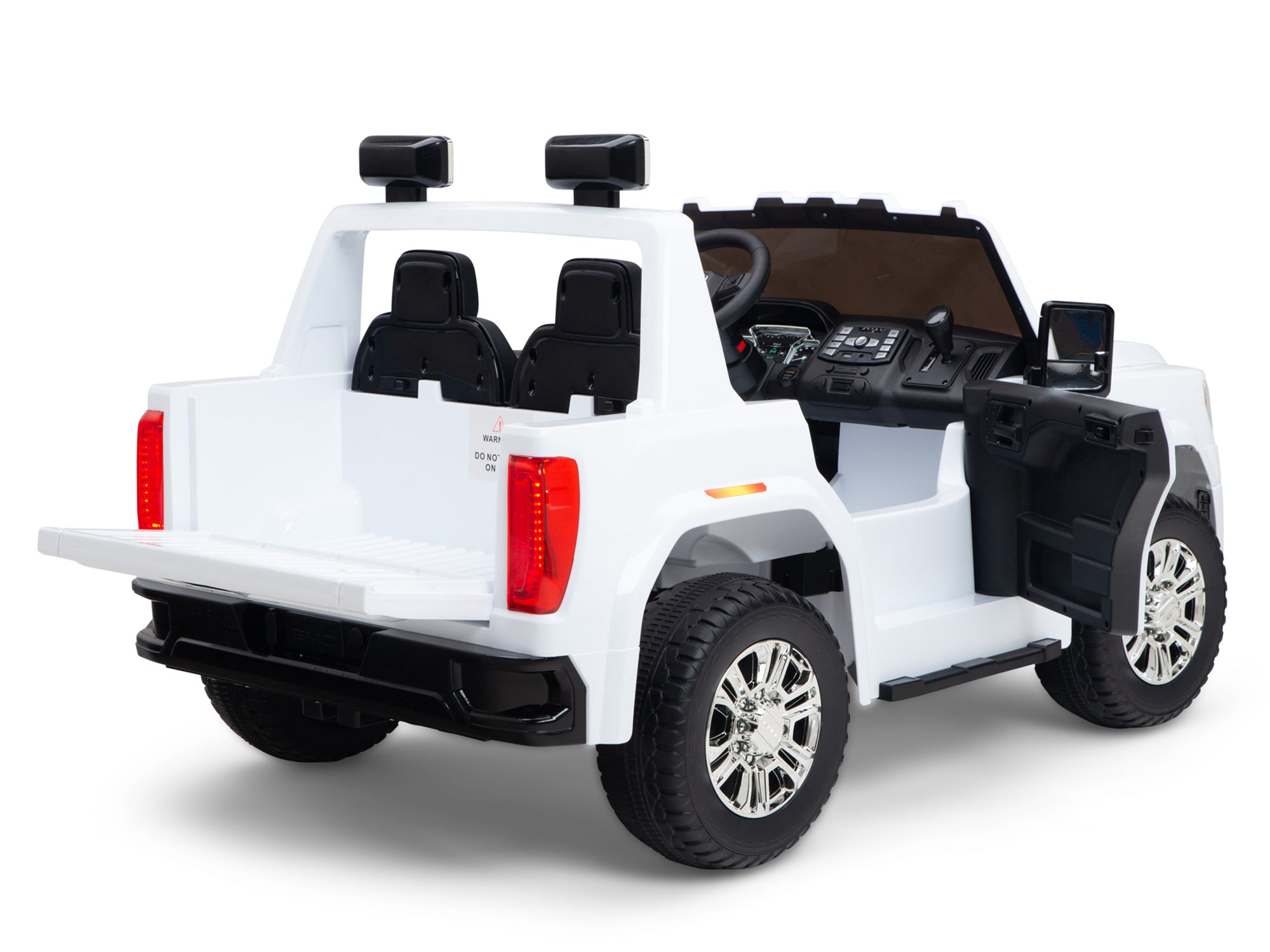 12V GMC Sierra Denali Kids Electric Ride-On Truck with Parent Remote Control - White - Perfect for Outdoor Play, Birthday Gifts & Backyard Adventures