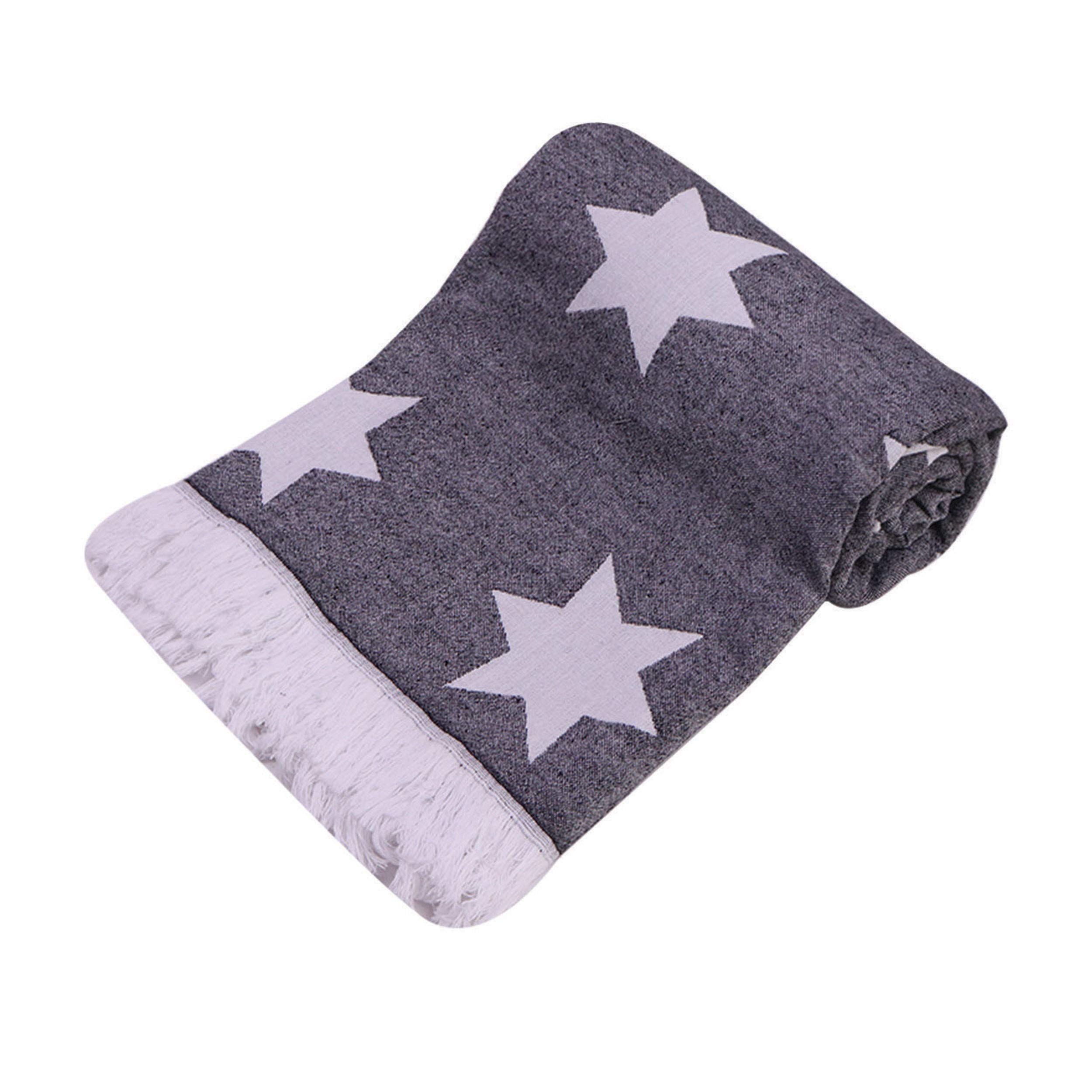 Premium 100% Cotton Turkish Peshtemal Towel - Large Soft & Absorbent Beach Towel, Bath Towel & Spa Towel (Star Black) for Vacation, Poolside & Luxury Bathing