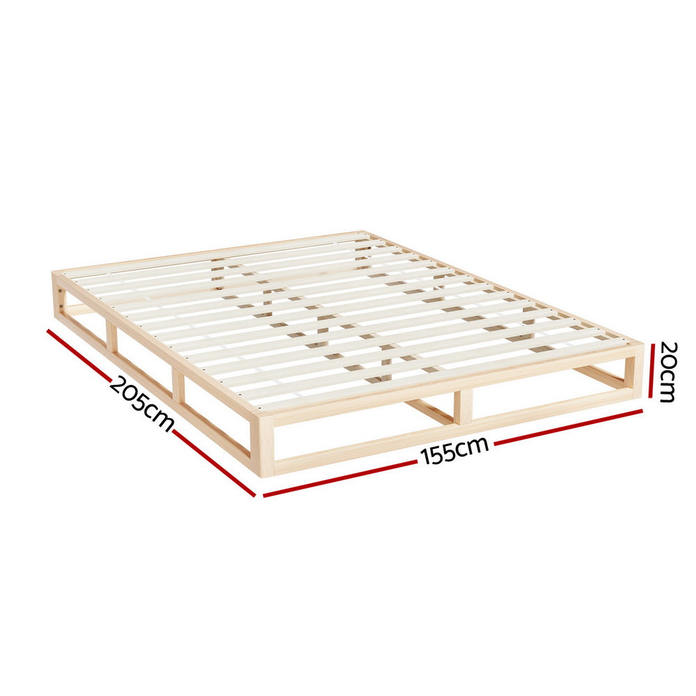 Minimalist Solid Pinewood Bed Frame Queen Size - Sturdy & Eco-Friendly Wooden Bed for Modern Bedrooms, Perfect for Master Bedrooms, Guest Rooms & Dormitories