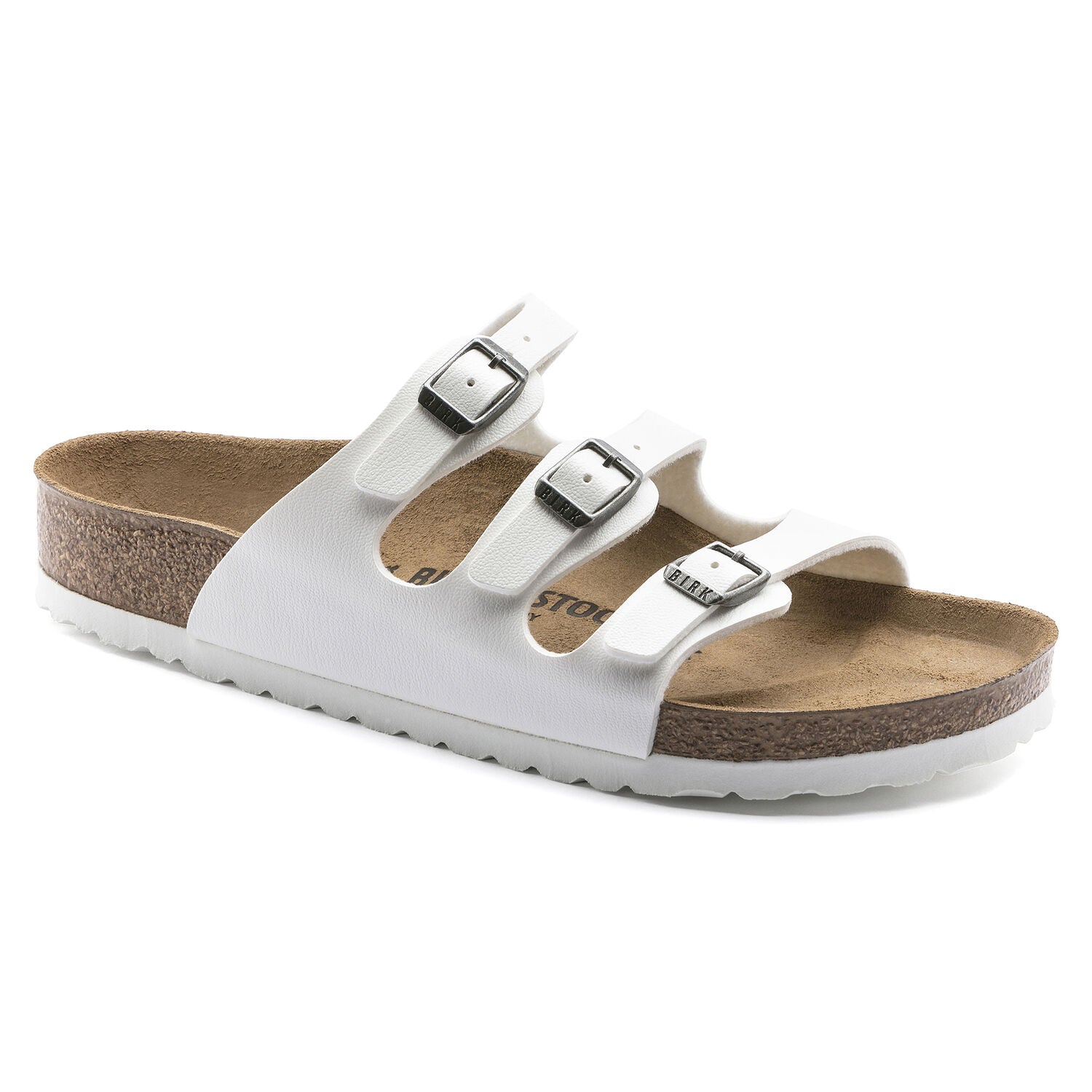 Birkenstock Women's Florida Birko-Flor Classic Footbed Sandals - Comfortable White Leather Sandals for Walking, Travel & Summer Outfits