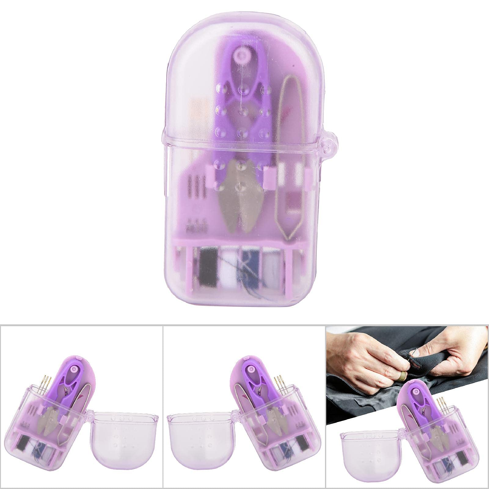 **Mini Sewing Kit with Needle, Thread & Scissors - Portable Travel Sewing Box, Thread Organizer for Home, Office & Emergency Repairs (Purple) - Perfect for Travel, Camping & Quick Clothing Fixes**