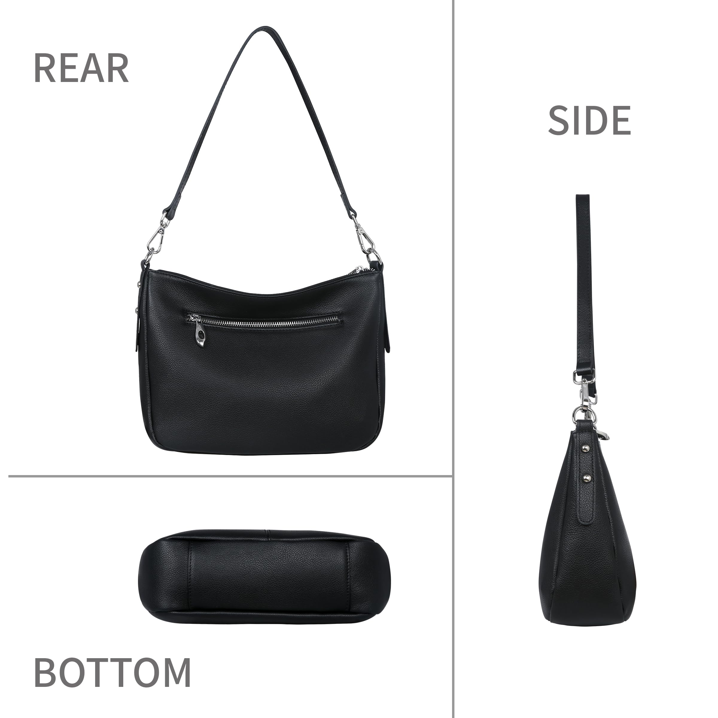 HESHE Women's Genuine Leather Shoulder Bag - Crossbody Purse Hobo Handbag with Adjustable Strap, Medium Size Sling Bag for Everyday Use | Perfect for Work, Travel & Casual Outings