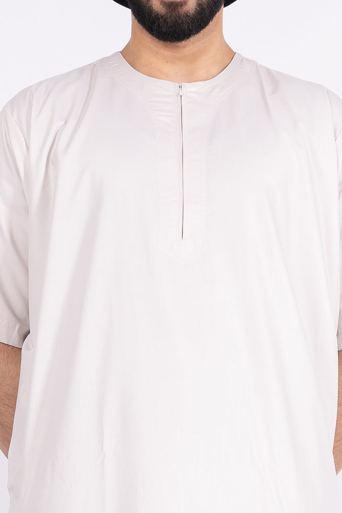Magnolia Half Sleeve Thobe for Women - Elegant Embroidered Islamic Dress for Prayer & Special Occasions
