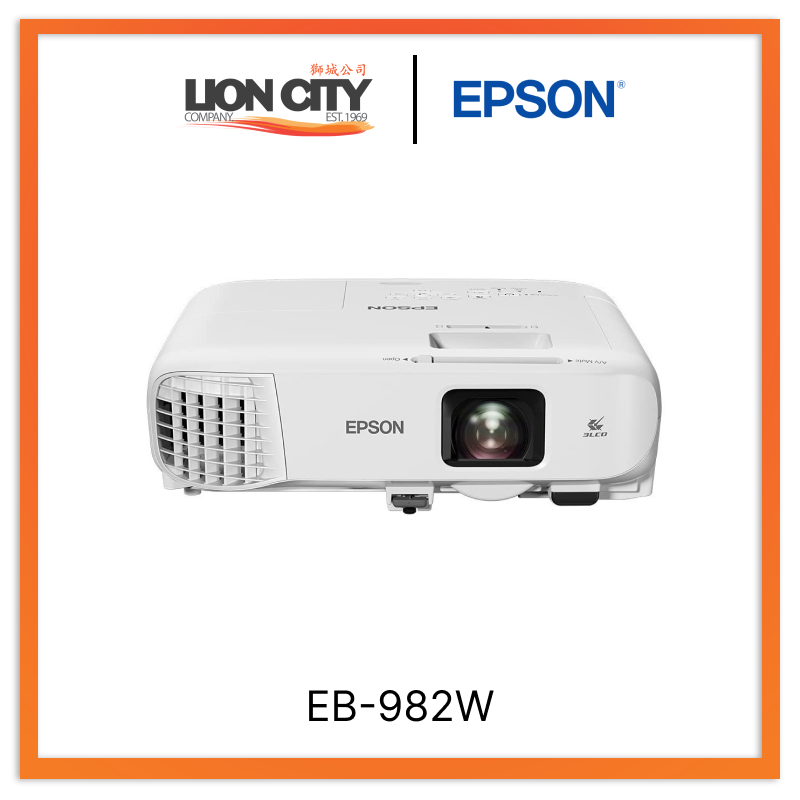 Epson EB 982W WXGA 3LCD Projector - High Brightness 4000 Lumens, Full HD 1080p Support, Wireless Connectivity for Home Theater, Office Presentations, and Classroom Teaching