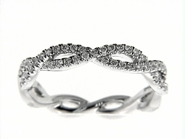 14KT White Gold .29 CTW Diamond Twist Band Ring for Women - Elegant Stackable Wedding Band, Anniversary Gift, Everyday Jewelry