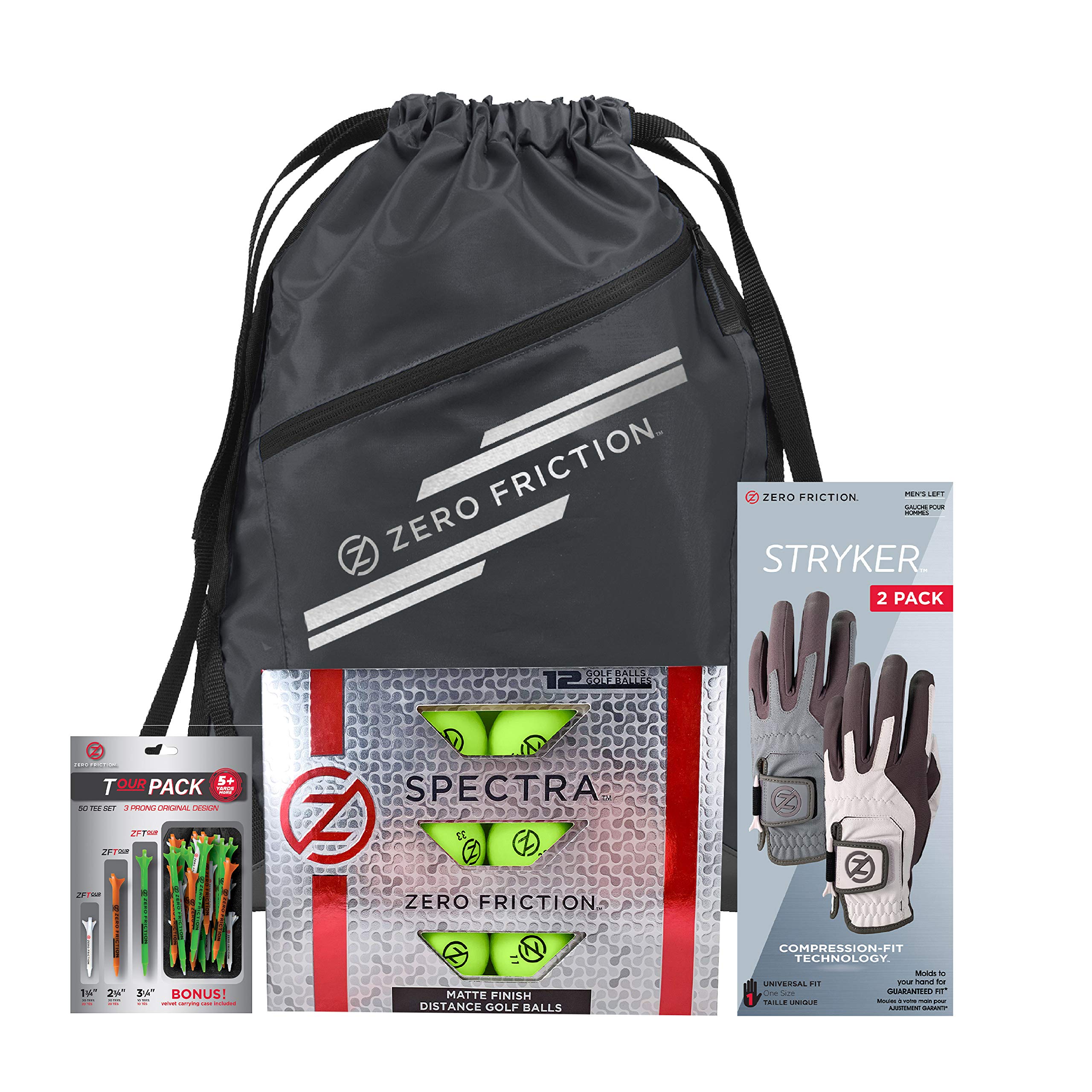 Premium Zero Friction Golf Accessories Set - Pro Performance Golf Gloves, Matte Finish Golf Balls, Durable Athletic Backpack, High-Performance Tees & Absorbent Golf Towel | Perfect for Tournaments, Driving Range & Golf Course Practice