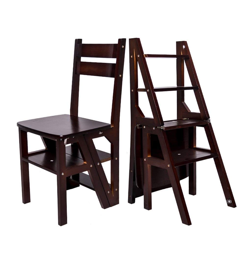 Foldable Wooden Step Stool with 4 Steps - Solid Wood Collapsible Ladder Stool, Multifunctional Folding Chair for Home, Kitchen, Bathroom - 4 Color Options, High Weight Capacity