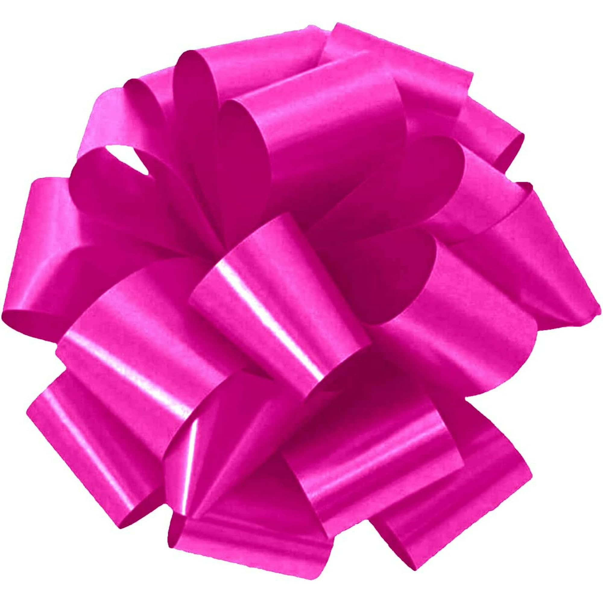PMU Pom-Pom Pull-Apart Bows - 5 Inch 20 Loops Hot Pink Ribbon Bows (50/pkg) for Wedding Decorations, Birthday Parties, Anniversary Gifts, Flower Arrangements, Basket Decor & Present Wrapping - Perfect for DIY Crafts, Party Favors and Festive Home Decor