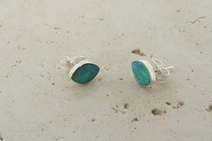 Natural Green Lime Opal Stud Earrings - Handmade Seed Bead Jewelry for Women - Perfect for Boho, Casual & Party Outfits