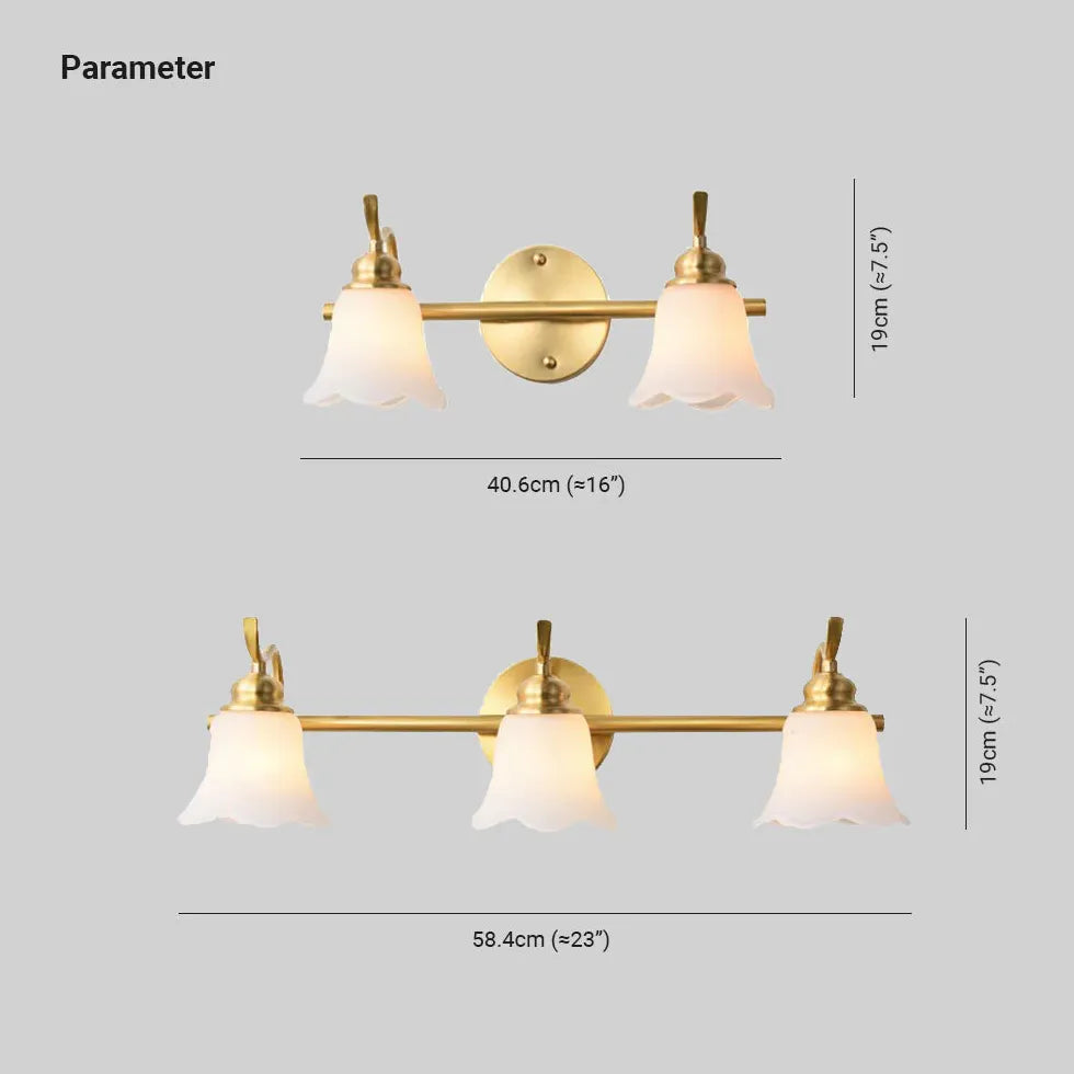Vintage Gold Flower Shaped Bathroom Wall Sconces - Elegant Floral Lighting Fixtures for Bathroom Vanity, Powder Room & Spa Decor