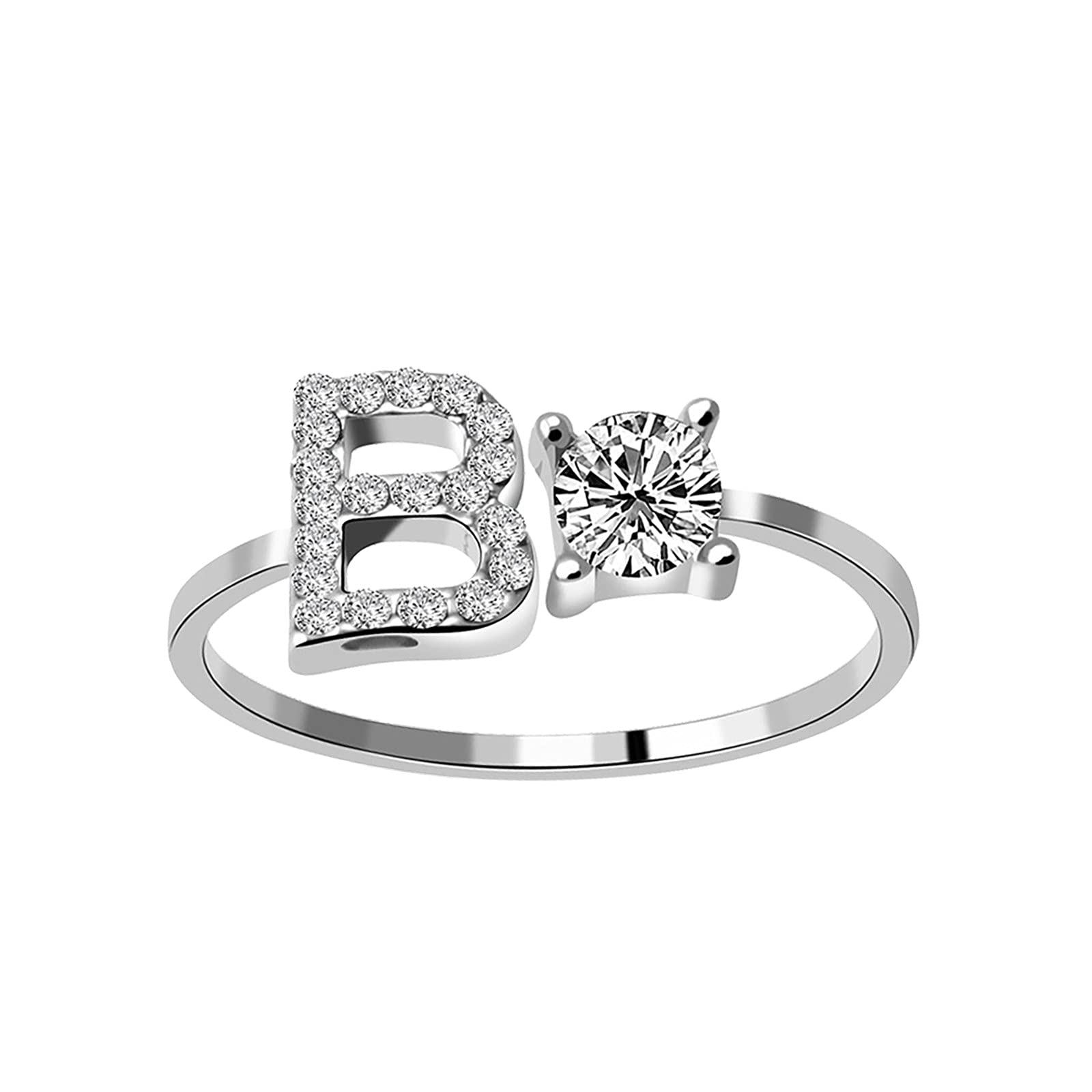 Adjustable Diamond Jewelry Rings Set for Teen Girls & Women - Fashionable Gold Letter Rings for Ladies (Size 26, One Size) - Perfect for Gifts, Parties, and Everyday Wear