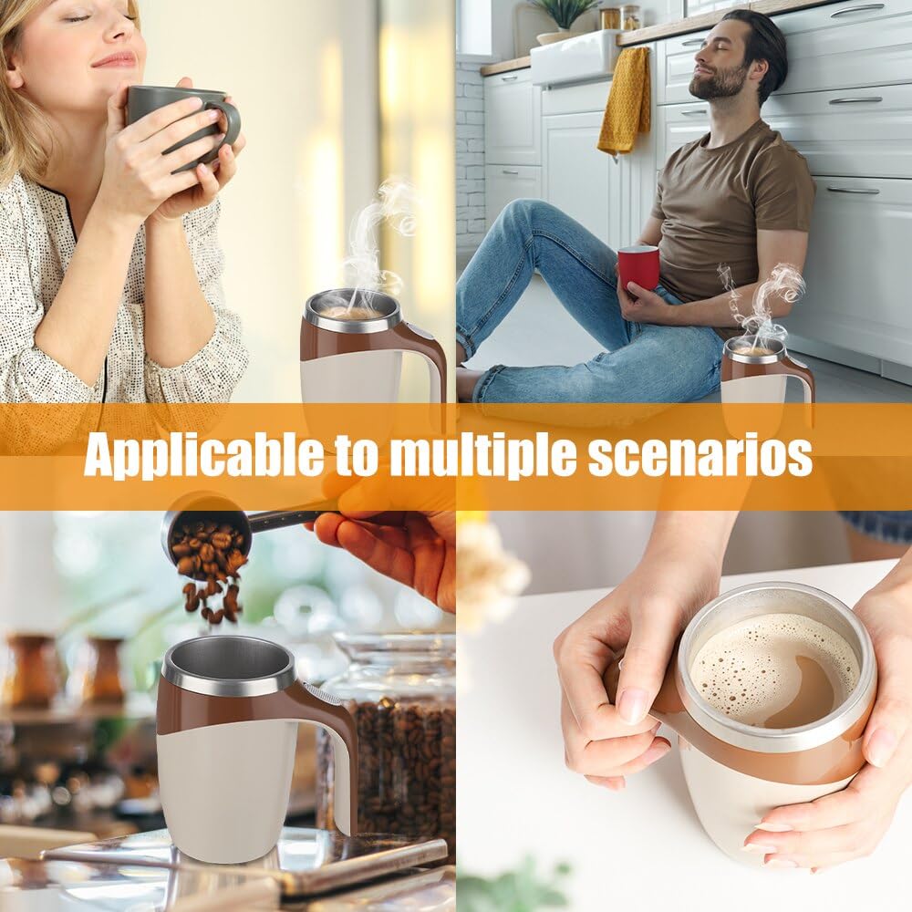Milex SMART SELF-STIRRING CUP - Electric Stirring Mug for Coffee, Tea & Hot Beverages - Perfect for Office, Travel & Home Use