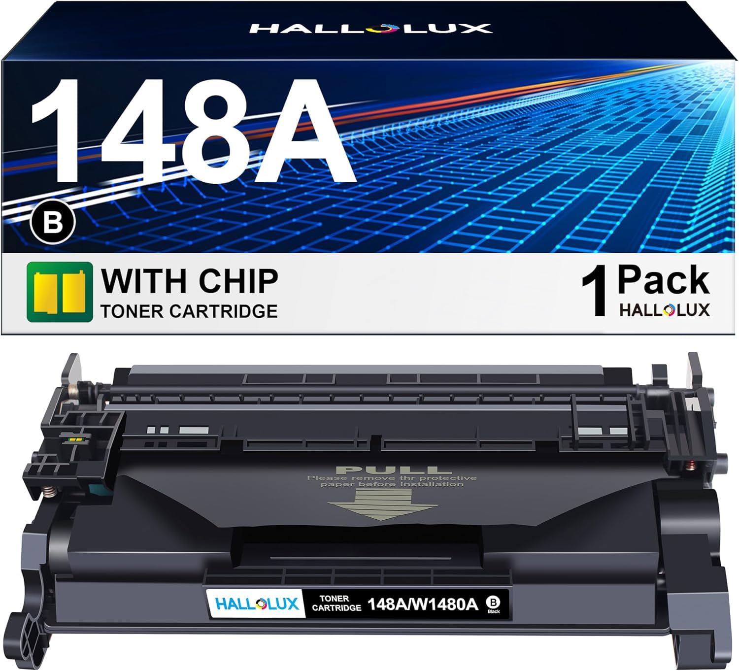 HALLOLUX 148A Black Toner Cartridge with Chip - Compatible Replacement for HP 148A/148X/W1480A/W1480X - Works with HP LaserJet Pro 4001dw/4001dn/4001n/MFP 4101fdw/4101fdn Printers (1 Pack) - Ideal for Office Printing, High Volume Documents & Professional Use