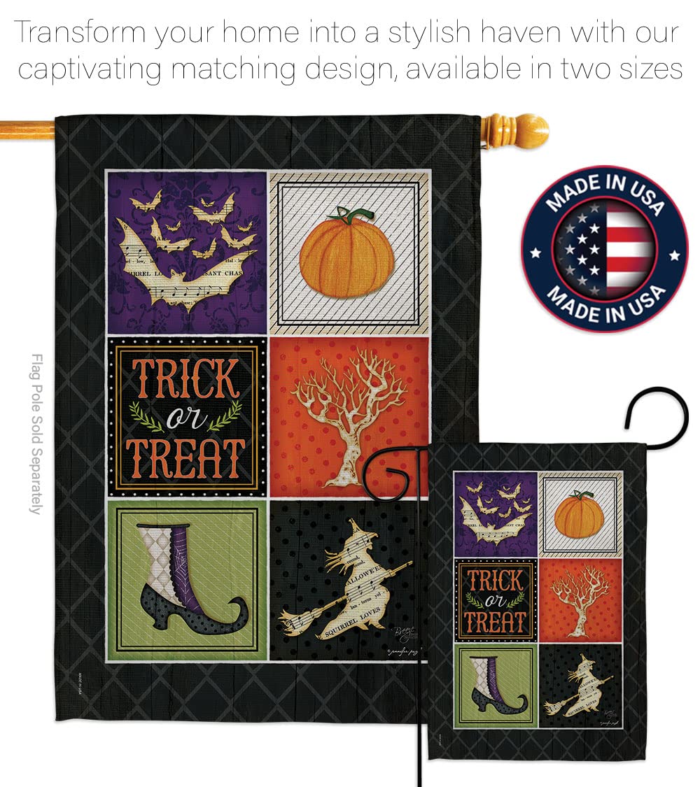 Breeze Decor Halloween Garden Flag - Trick or Treat Collage, 13x18.5in - Fall Decor for Outdoor