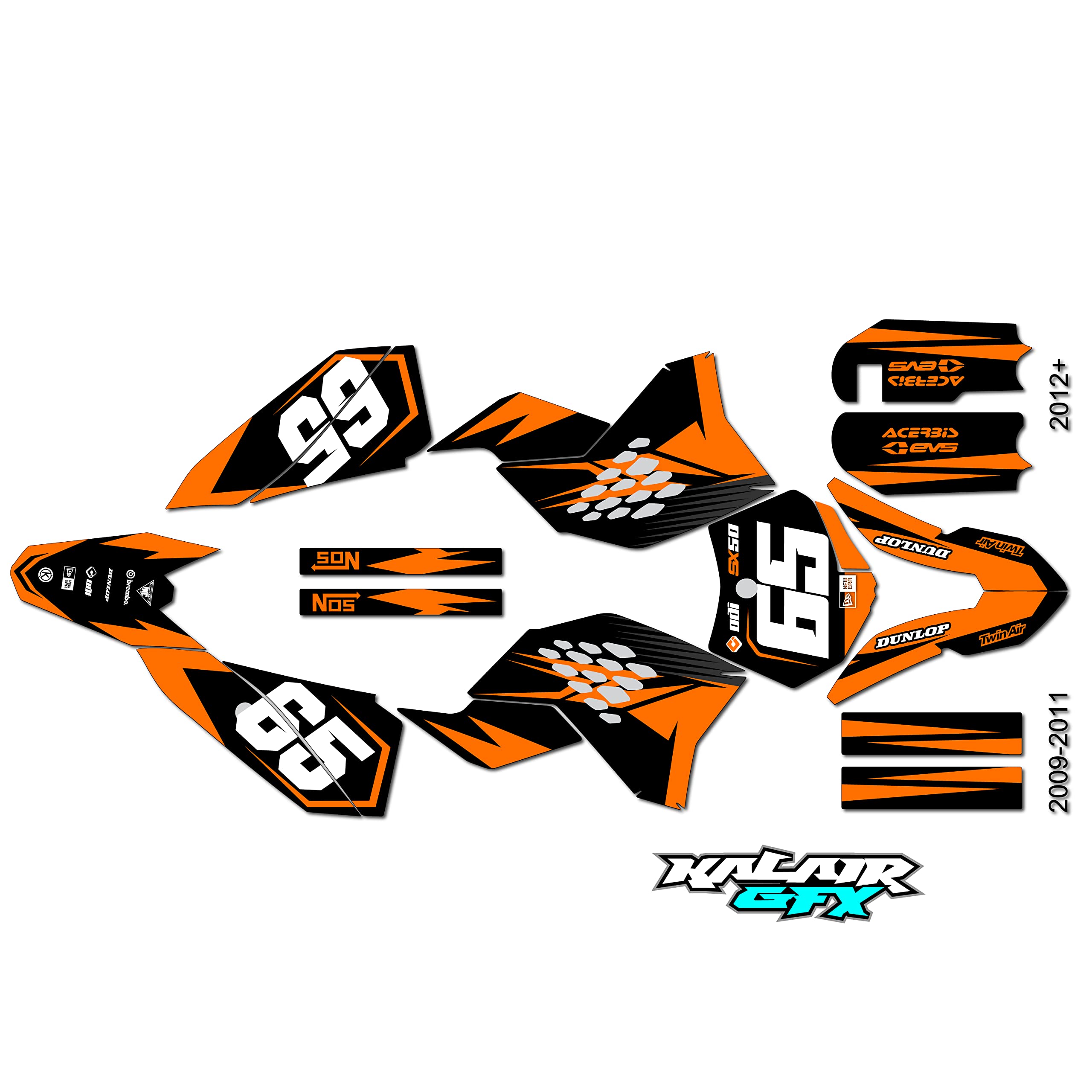 KTM 50SX Mini SX50 (2009-2011) Graphics Kit - Bold Series Orange 21 Mil Dirt Bike Stickers | Motocross Racing Decals for Pit Bikes & Dirtbikes | High-Quality Motorcycle Accessories (No Plastics Included) - Perfect for Off-Road Racing, Trail Riding & Custom Bike Styling